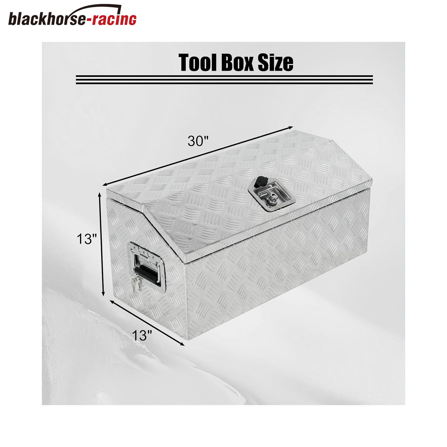 
                  
                    30-inch (approximately 76.2 cm) heavy-duty aluminum truck toolbox with dome lid, designed for retrieving RV trailers; the toolbox includes a lock and key; waterproof – Silver
                  
                