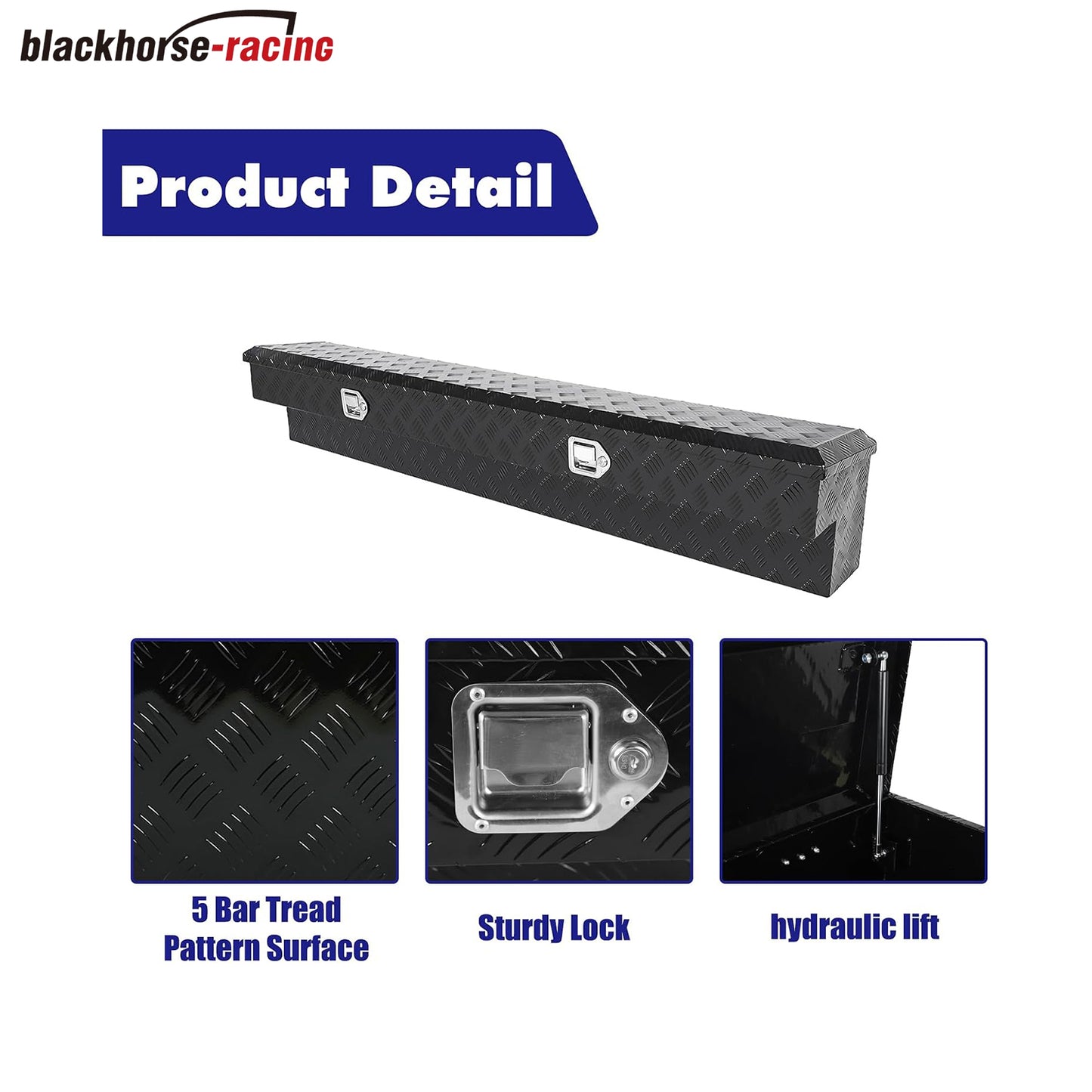 
                  
                    Side-mounted truck toolbox (182.88 cm × 30.48 cm) – Aluminum pickup truck toolbox; Towing storage strap with locked key (5 pieces) – Pedal – Black
                  
                