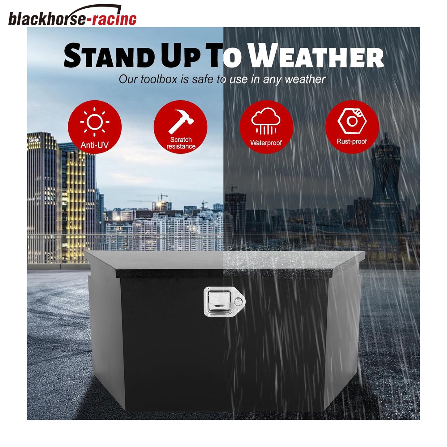
                  
                    Black Steel Truck Tool Box with Handled-Lock, Heavy Duty Trailer Tool Box for Storage,26.5 x 12 x 11.8 inch Waterproof Organizer Chest for Pickup, Truck Bed, RV, Trailer ﻿
                  
                
