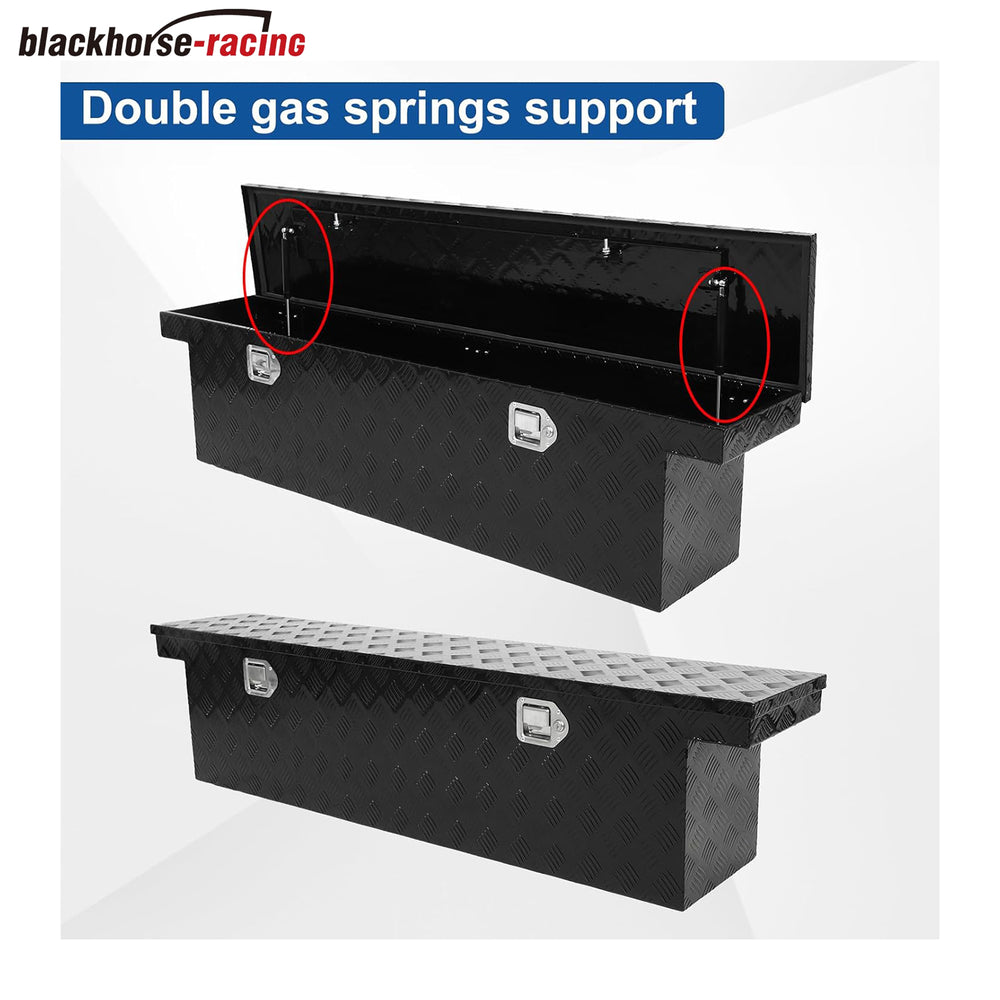 60 Inch Heavy Duty Aluminum Stripes Plated Tool Box Pick Up Truck Bed RV Toolbox Waterproof Storage Organizer with Lock and Key,60