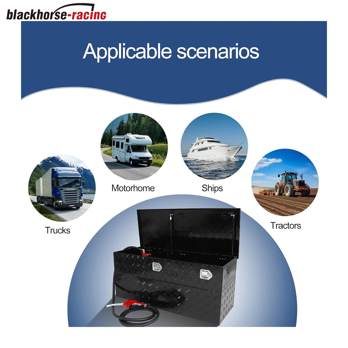 
                  
                    Fuel Transfer/Auxiliary Tank/Toolbox Combo with 10 GPM Pump, Auto Fueling Nozzle, 13FT Hose, 51 Gallon
                  
                
