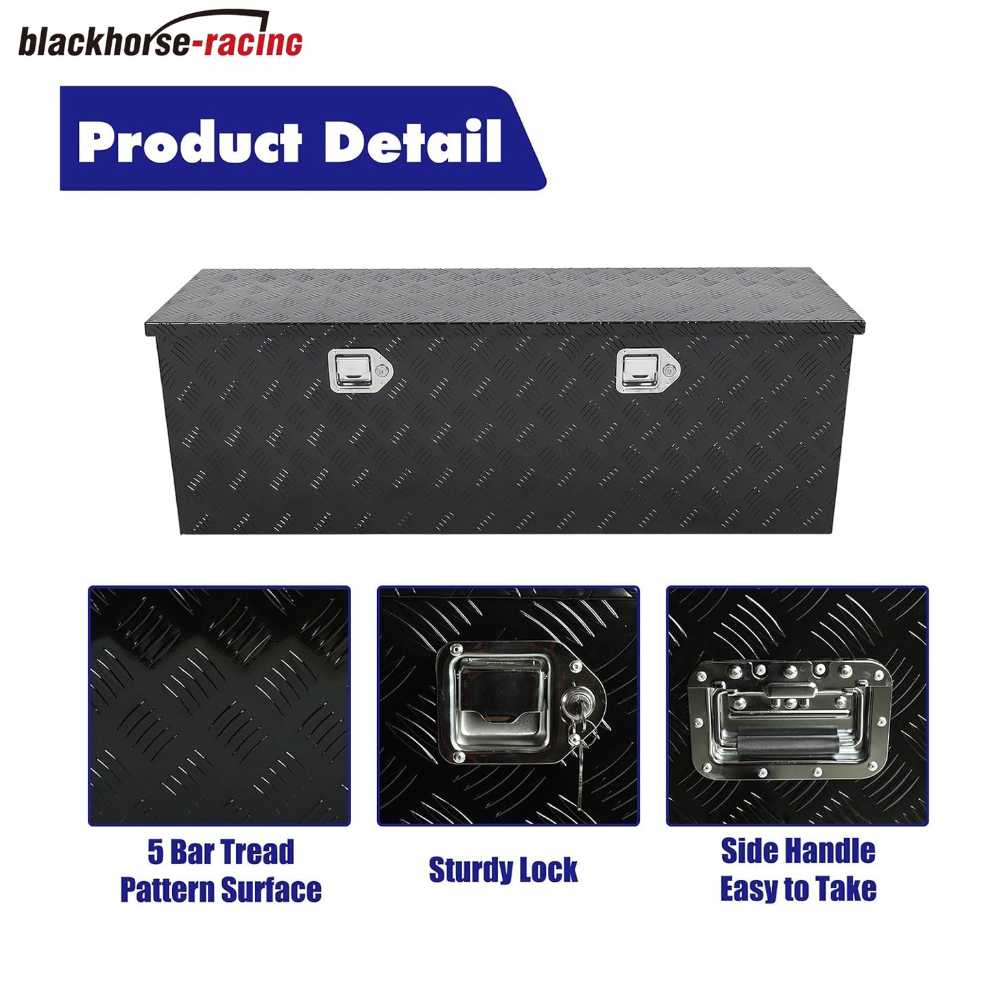 
                  
                    48x14x16 Inch Truck Tool Box Black Aluminum Pickup Truck Bed Storage Chest Toolbox Outside with Lock and Keys 5 Bar Tread,Waterproof Job Tool Box
                  
                