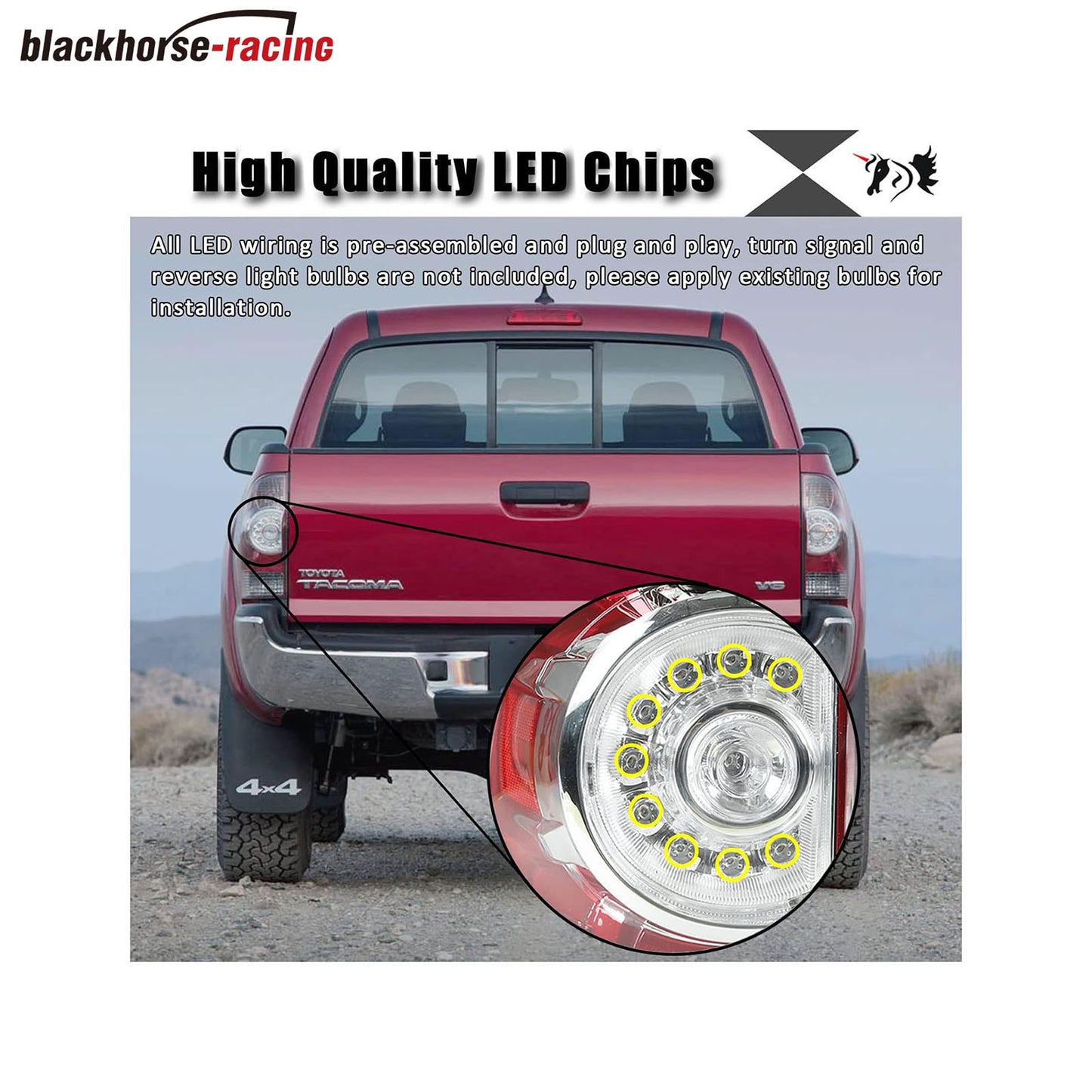 
                  
                    LED Tail Lights Lamps Assembly, Left Driver Side and Right Passenger Compatible with Toyota Tacoma Pickup 2005-2015, Replaces 8155004160 8156004160, 1 Pair
                  
                