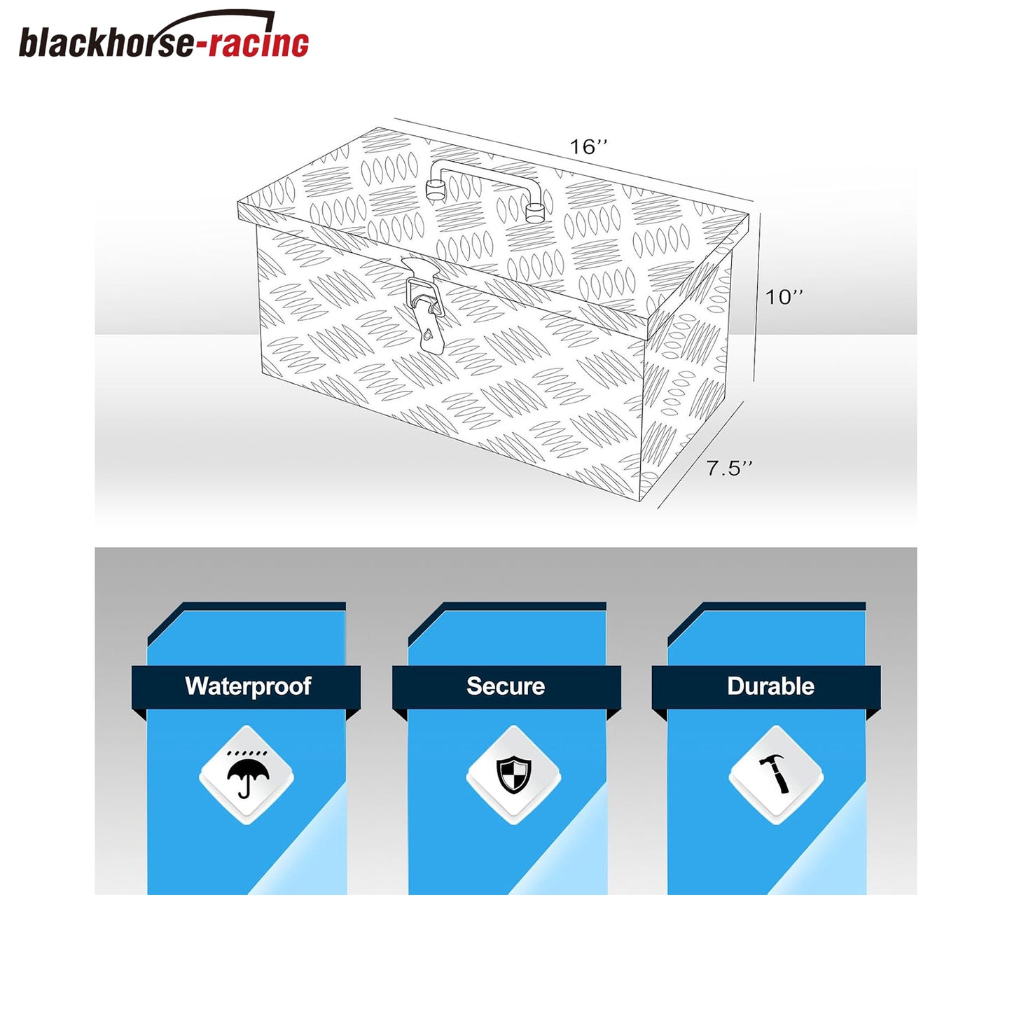 
                  
                    16 inch Aluminum Truck Bed Tool Box, Black, 16x7.5x10 Inch
                  
                