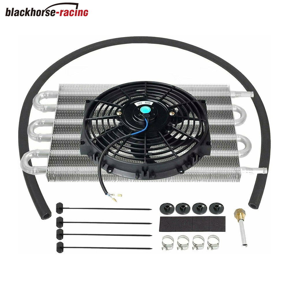 
                  
                    Universal 6 Row Radiator Remote Transmission Oil Cooler Aluminum with 10" Black Cooling Fan w/Kit Electric Radiator Cooling 12V 80W Mount Kit
                  
                