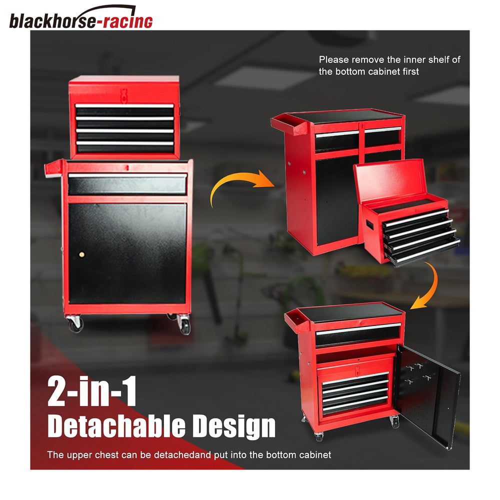 
                  
                    5-Drawer Rolling Tool Chest, 2 in 1 Detachable Tool Box Storage Organizer for Garage Workshop Auto Shop, Red
                  
                