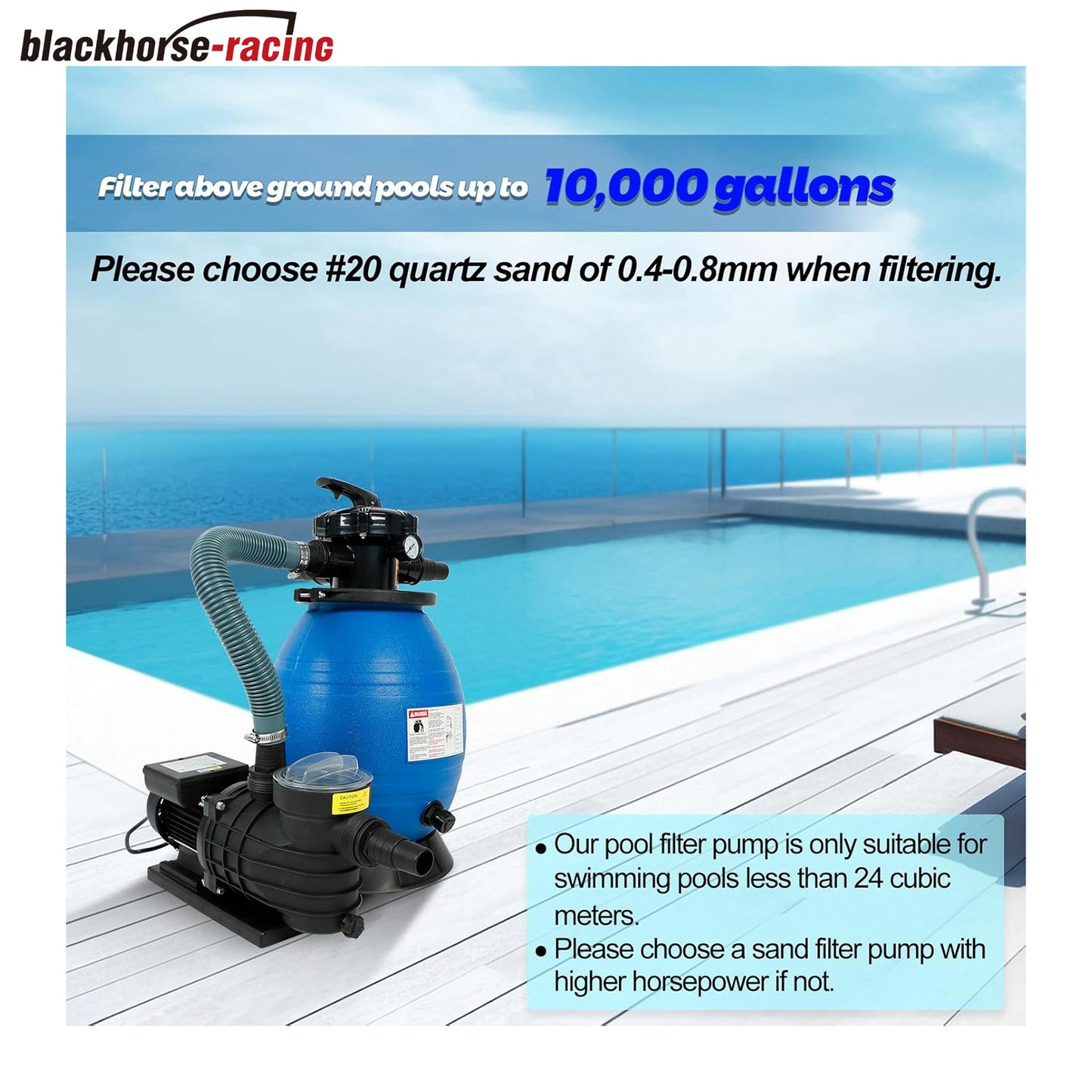 
                  
                    13" Pool Sand Filter with 3/4HP Pool Pump, 5-Way Valve 3336GPH 110-120V Pump Filtering Above Ground Swimming Pools up to 10,000 Gallon
                  
                