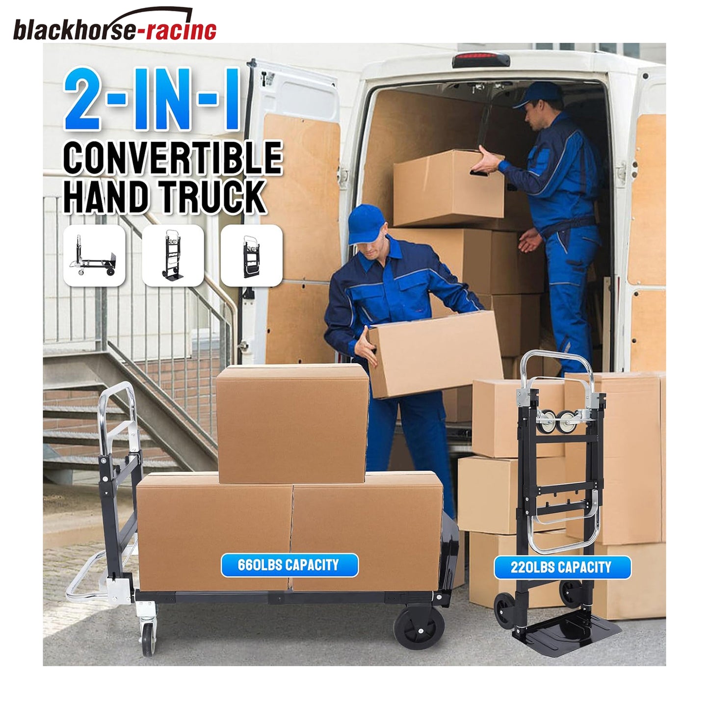 
                  
                    2 in 1 Convertible Hand Truck Dolly Cart, 660lbs Capacity Heavy Duty Folding Hand Cart with Wheels, Folding Bottom Platform for Transport and Moving Luggage Office Home Use
                  
                