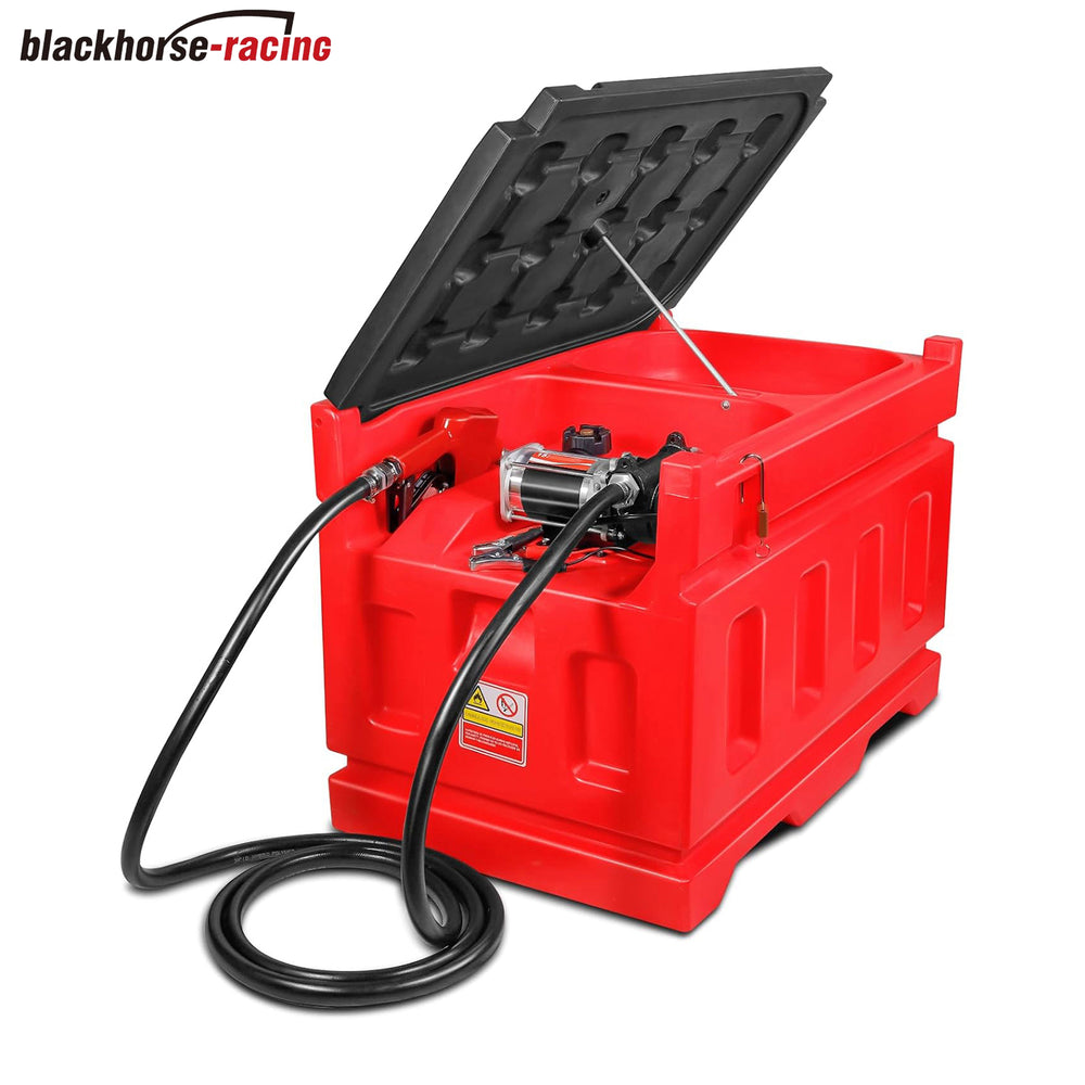 Portable 48 Gallon Fuel Tank with Pump for Gasoline & Diesel, 15GPM High Flow Rate 12V DC Self-Priming Fuel Transfer Pump, 13.1ft Hose, Auto Fueling Nozzle, for Easy Fuel Transportation