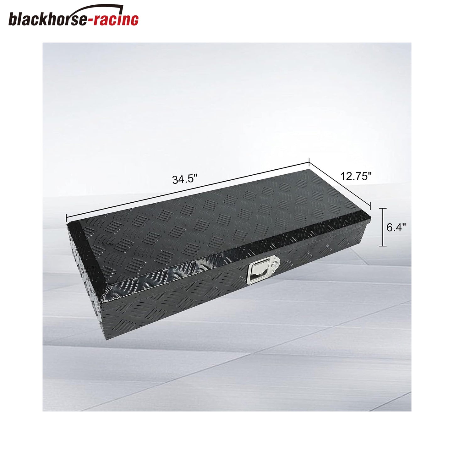 
                  
                    34.5 × 12.75 × 6.4 inches – Black aluminum pickup truck bed storage trailer tongue tool box with lock and key; 5 pedals
                  
                