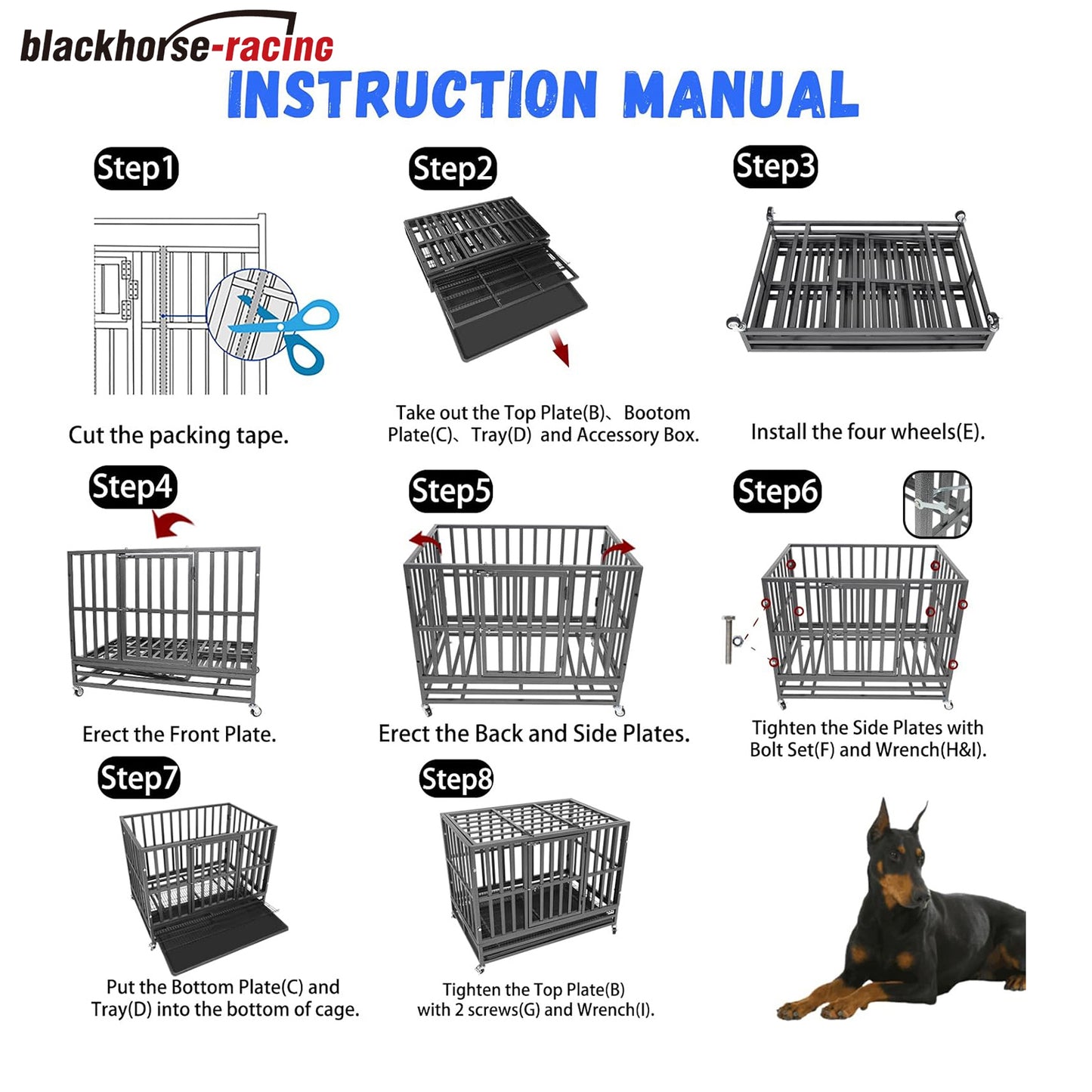 
                  
                    37" Heavy Duty Dog Crate Cage Kennel Metal Pet Crate Indoor Outdoor Pet Kennel for Small Dogs with Removable Tray, Double Door
                  
                