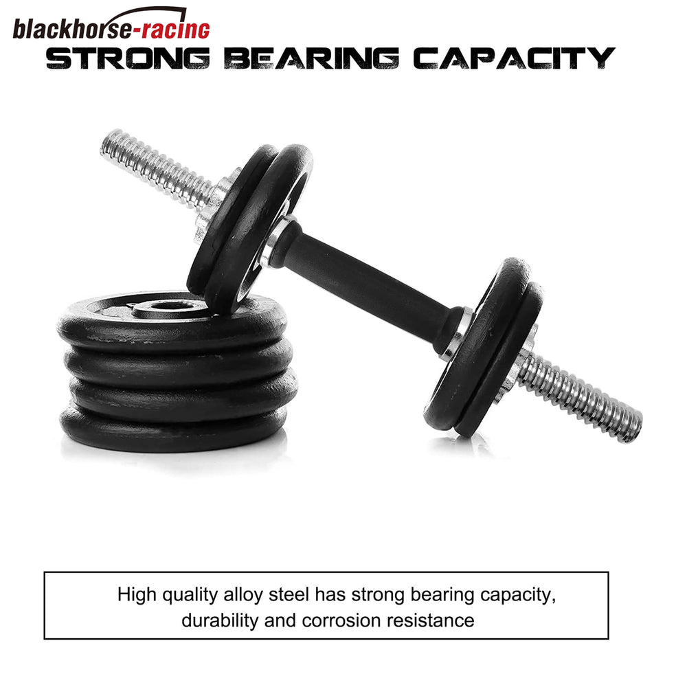 Threaded Dumbbell Rubber/Chrome Handles 1 Inch Pair, Adjustable Dumbbell Bar Handles, Fits Standard Weight Plates with 1” Diameter, for Gym Workouts, Exercise, Weightlifting, Sold in Pair