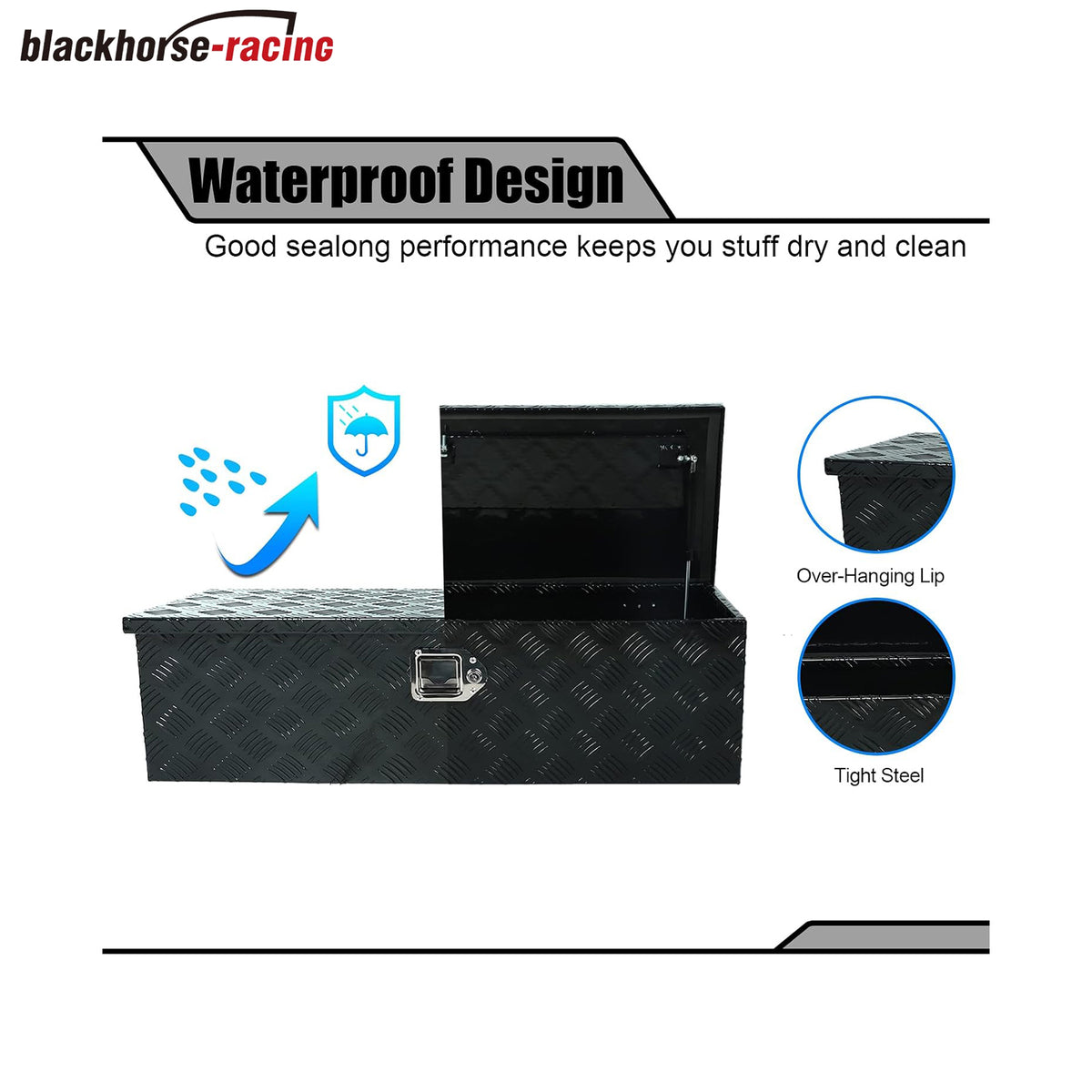
                  
                    44-inch black-aluminum truck toolbox – pickup truck storage bin; includes waterproof base box with lock and key; suitable for RVs, ATVs, trailers, and trucks (44 "x 15" x 15")
                  
                