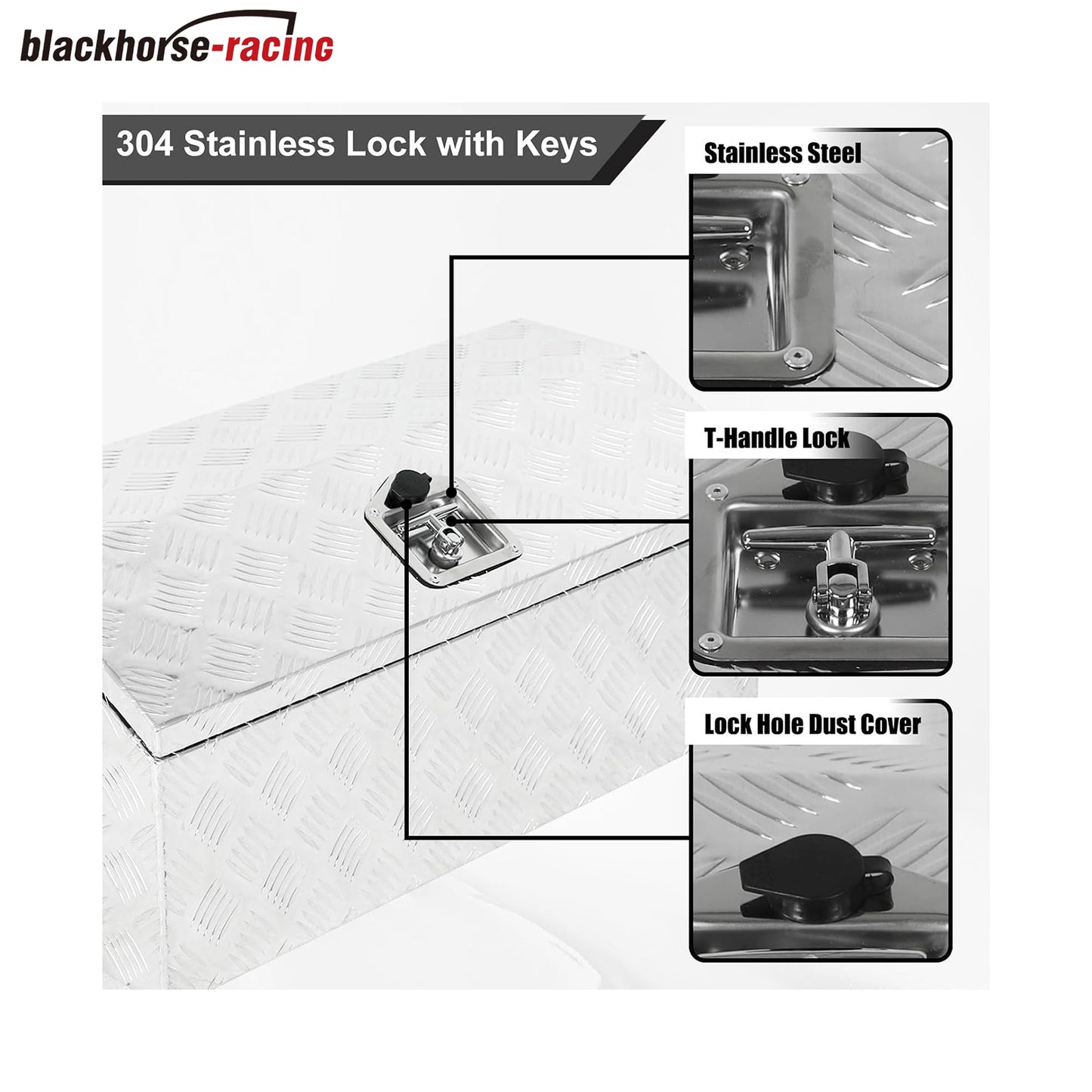 
                  
                    30-inch (approximately 76.2 cm) heavy-duty aluminum truck toolbox with dome lid, designed for retrieving RV trailers; the toolbox includes a lock and key; waterproof – Silver
                  
                