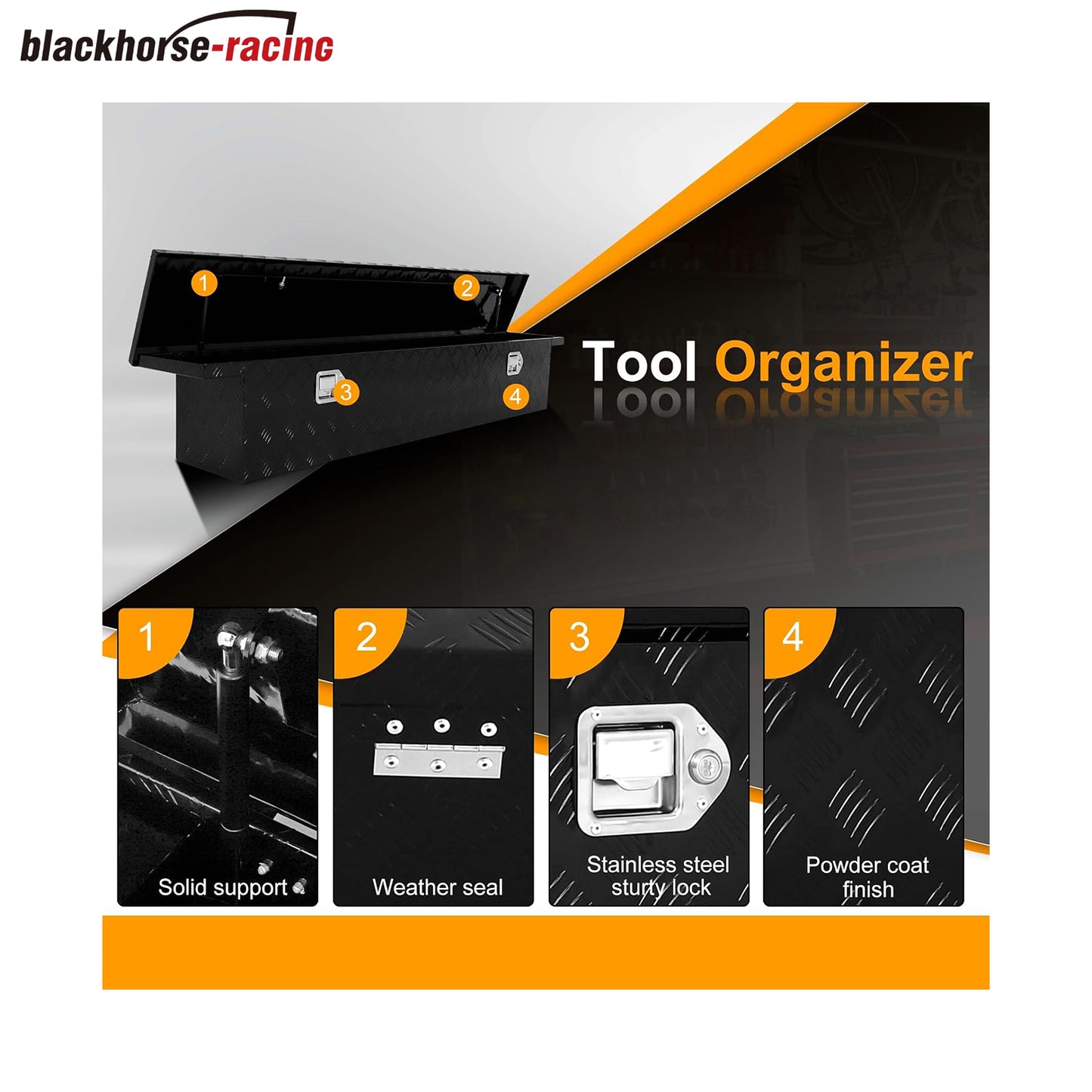 
                  
                    Cross Tool Box – Depth: 33 cm × Height: 30.48 cm × Length: 175.32 cm; Aluminum, Lockable
                  
                