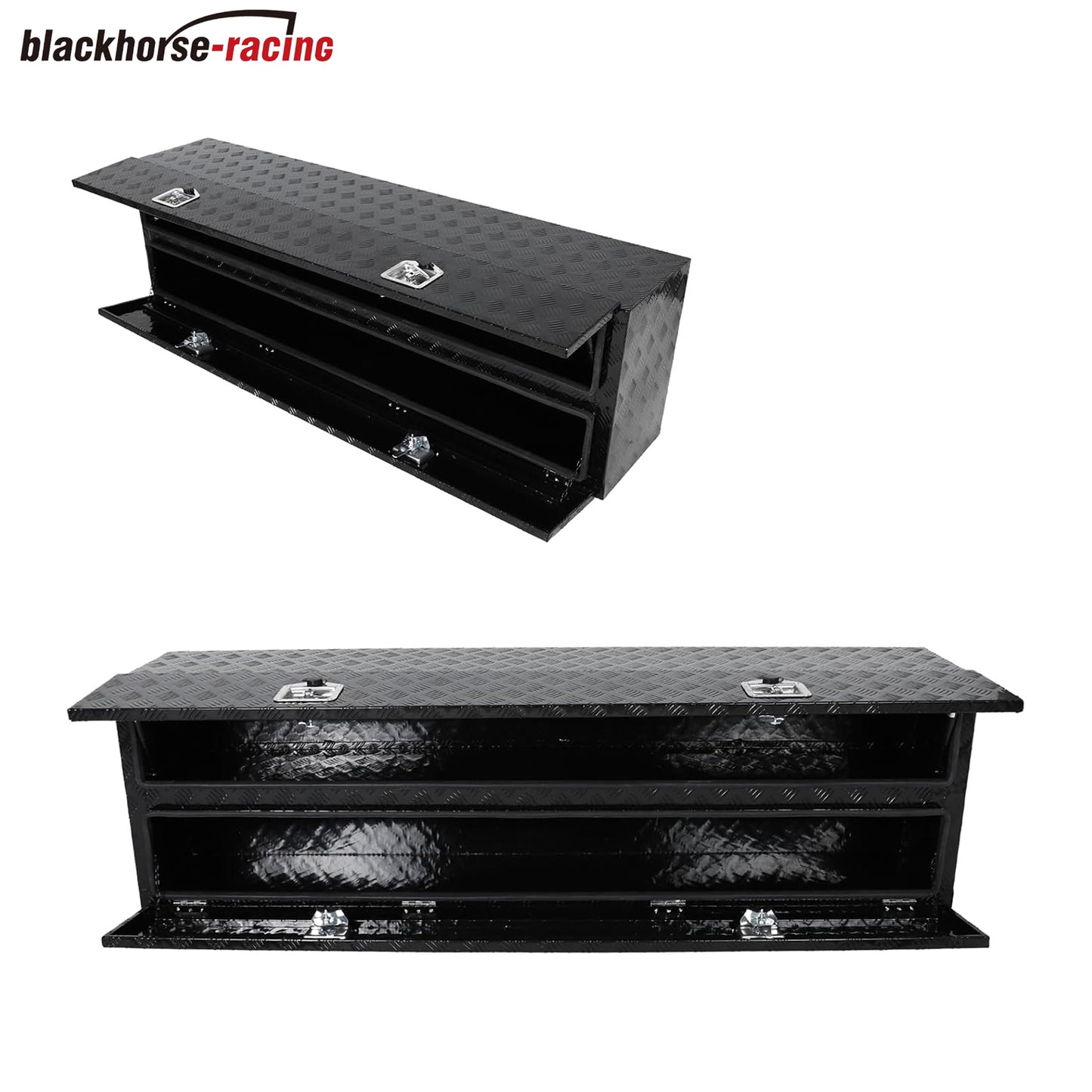 
                  
                    Aluminum Truck Tool Box w/Two Door,5 Bar Tread Truck Storage box w/Lock For Organization,Multifunction Black 72"x21"x15" Truck Toolboxes, For Truck,Trailer,RVs,Toolroom,Garage.
                  
                