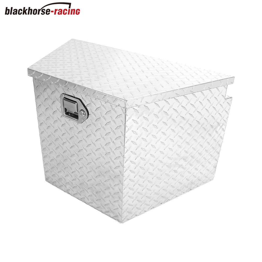 Aluminum Stripes Tool Box, Heavy Duty Storage Tool Box, 29 x 16.7 x 18 inch Waterproof Storage Organizer with Lock and Keys, Truck Underbody Box Compatible with Truck Bed RV Trailer ATV（silver）