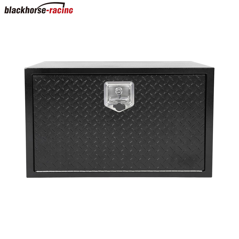 Underbody Truck Tool Box Steel Storage Box,30 x 18 x 18 inch Tool Chest Organizer Box with Aluminum Door For Pickup,Truck Bed, RV, Trailer,Heavy Duty Waterproof Black toolbox w/Lock & Keys
