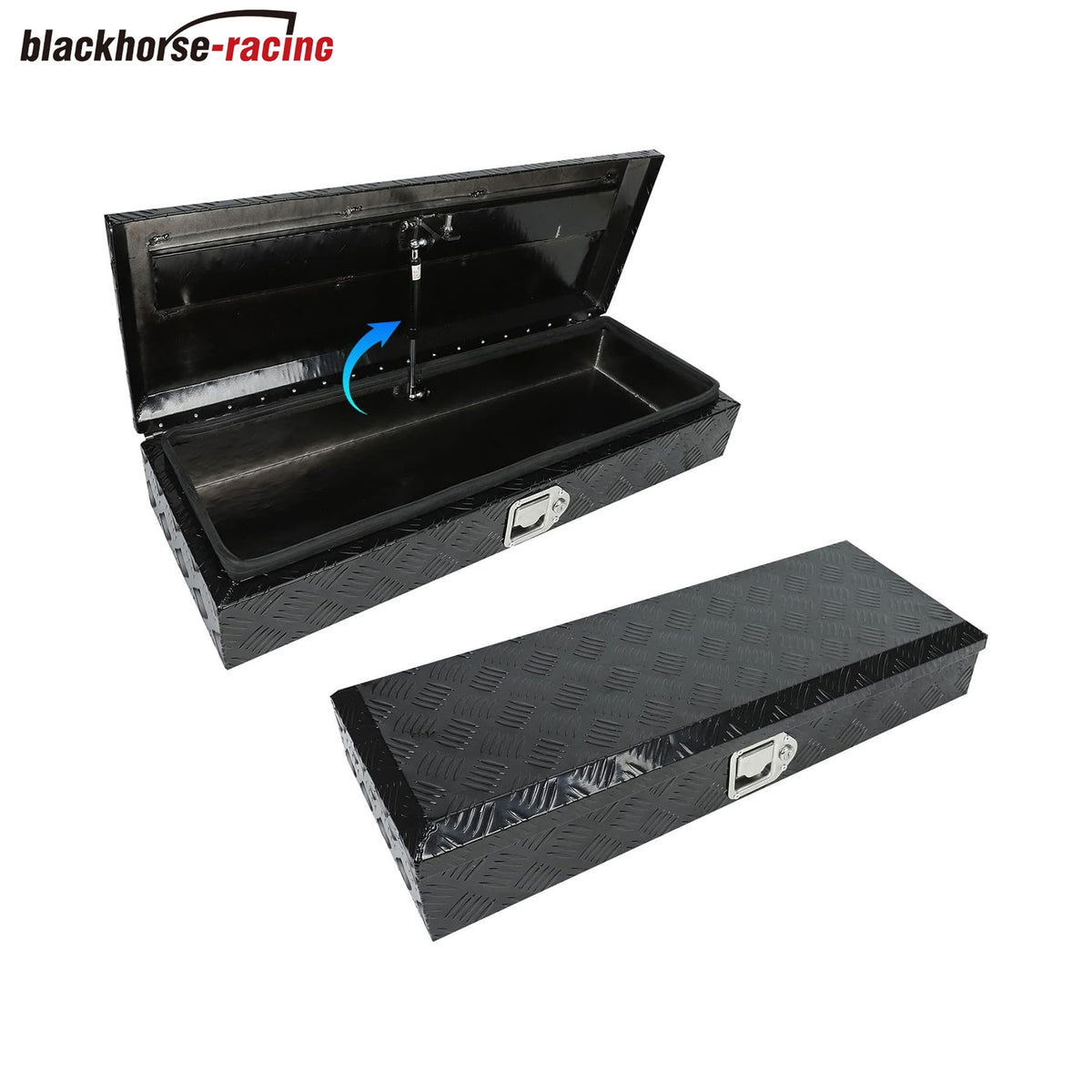 
                  
                    34.5 × 12.75 × 6.4 inches – Black aluminum pickup truck bed storage trailer tongue tool box with lock and key; 5 pedals
                  
                