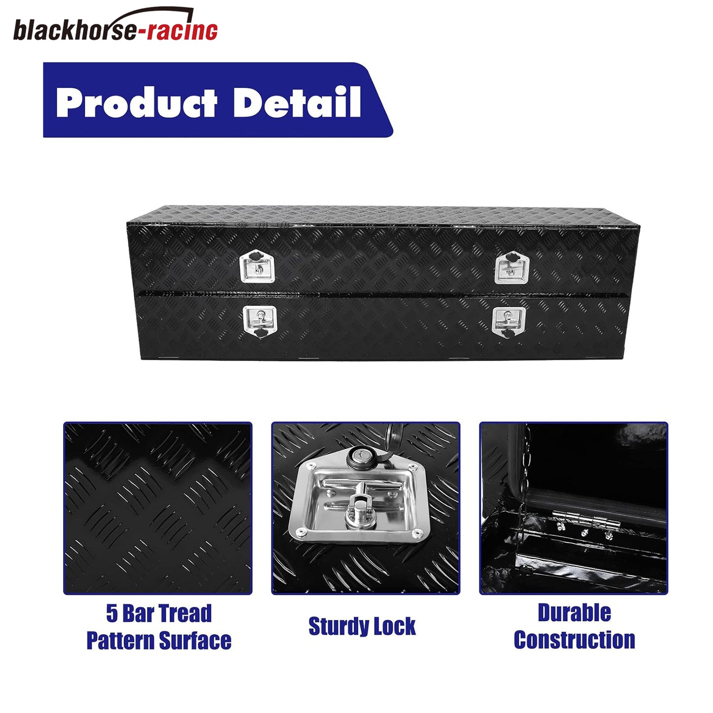 
                  
                    Aluminum Truck Tool Box w/Two Door,5 Bar Tread Truck Storage box w/Lock For Organization,Multifunction Black 72"x21"x15" Truck Toolboxes, For Truck,Trailer,RVs,Toolroom,Garage.
                  
                