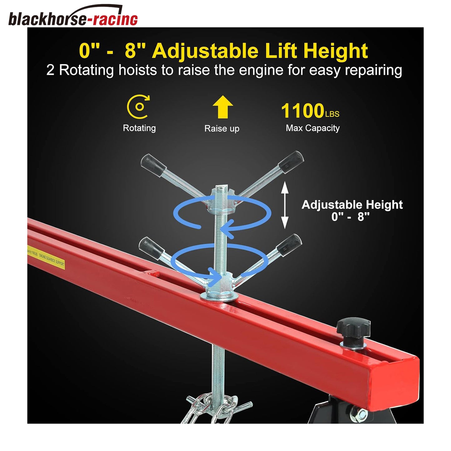 
                  
                    Engine Support Bar, 1100lbs Capacity Engine Transverse Bar Hoist for Motor Transmission, 2 Points Lift Holder and Dual Hooks
                  
                