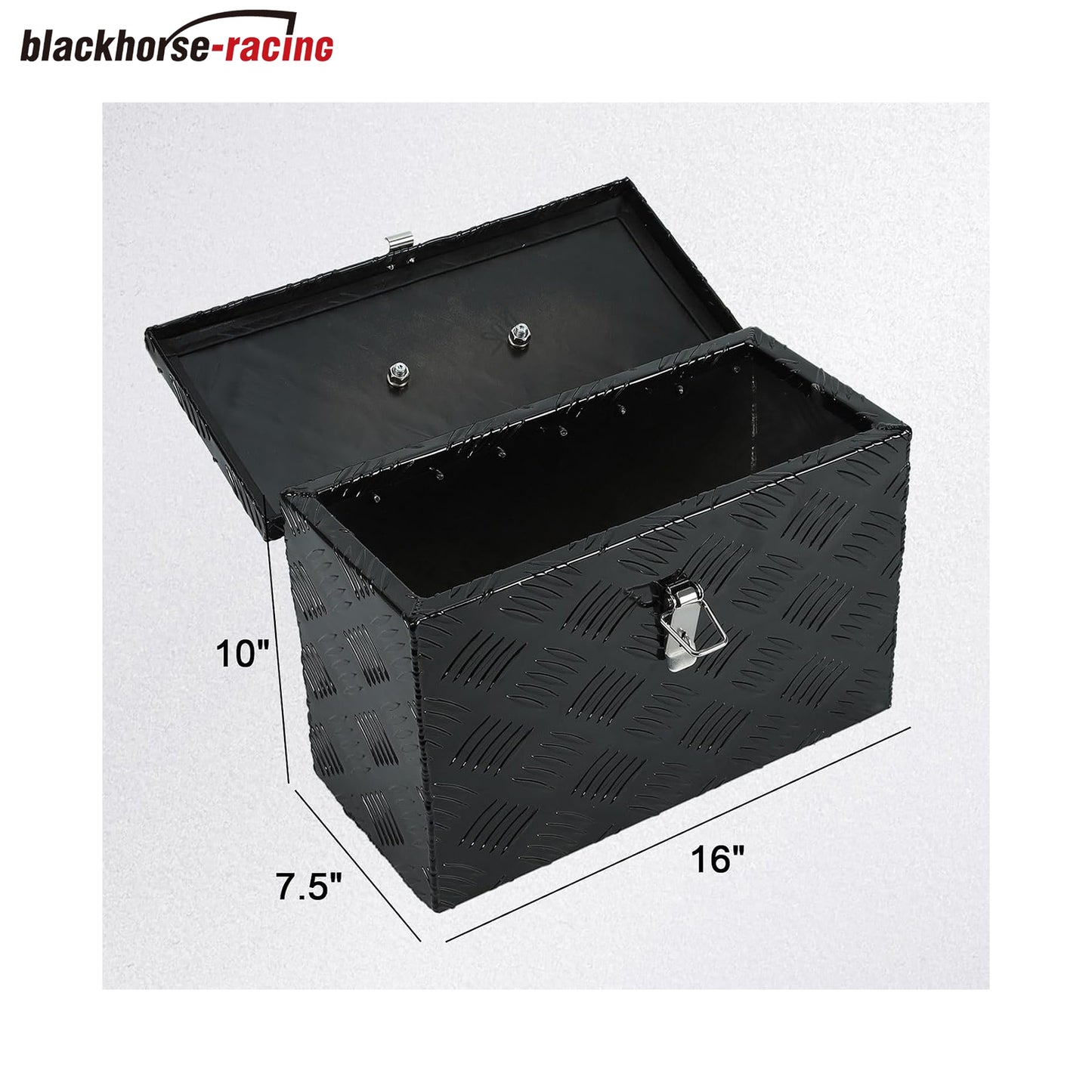
                  
                    Aluminum striped truck toolbox; portable waterproof square storage box (16 × 7.5 × 10 inches) – suitable for trucks, pickup trucks, RVs, and trailers (black).
                  
                