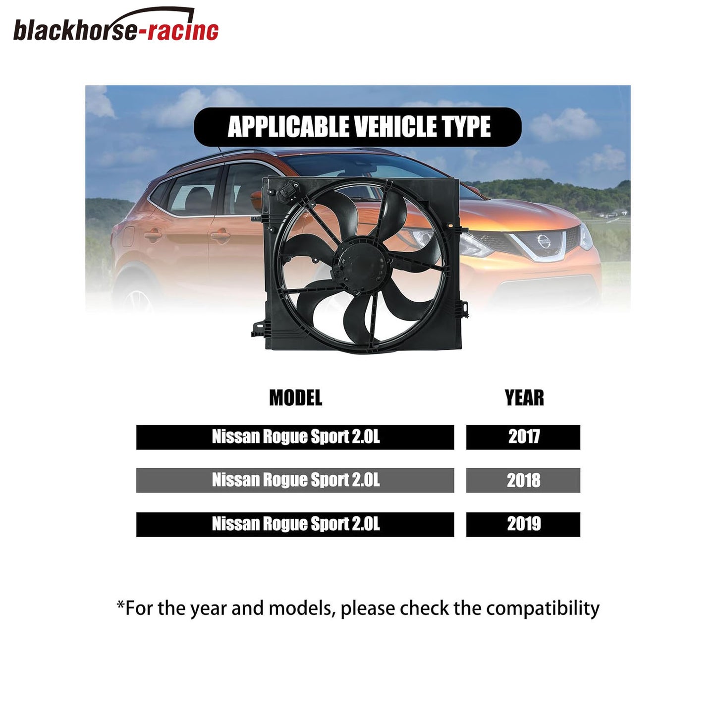 
                  
                    Radiator Cooling Fan Assembly Compatible with Nissan Rogue Sport 2.0L MR20DD Engine 2017 2018 2019 214816MA0A NI3115162
                  
                