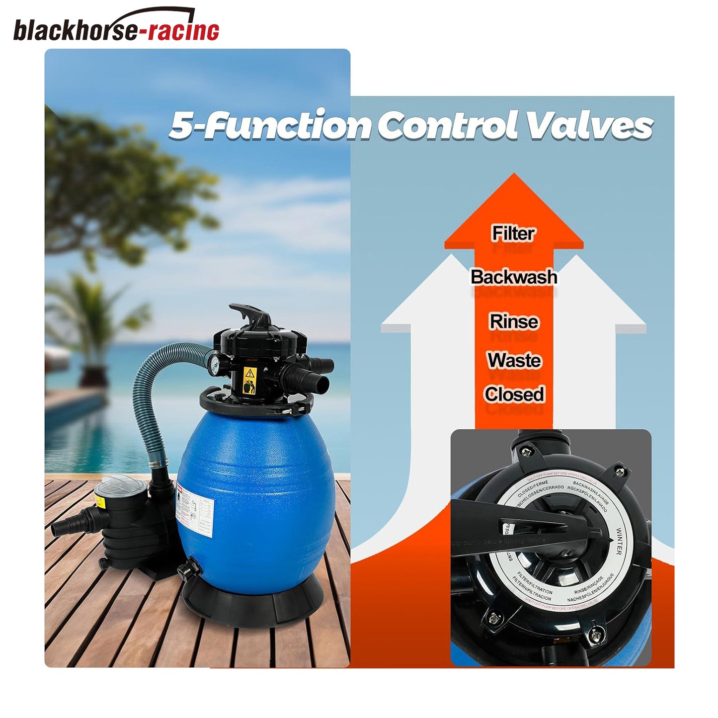 
                  
                    13" Pool Sand Filter with 3/4HP Pool Pump, 5-Way Valve 3336GPH 110-120V Pump Filtering Above Ground Swimming Pools up to 10,000 Gallon
                  
                