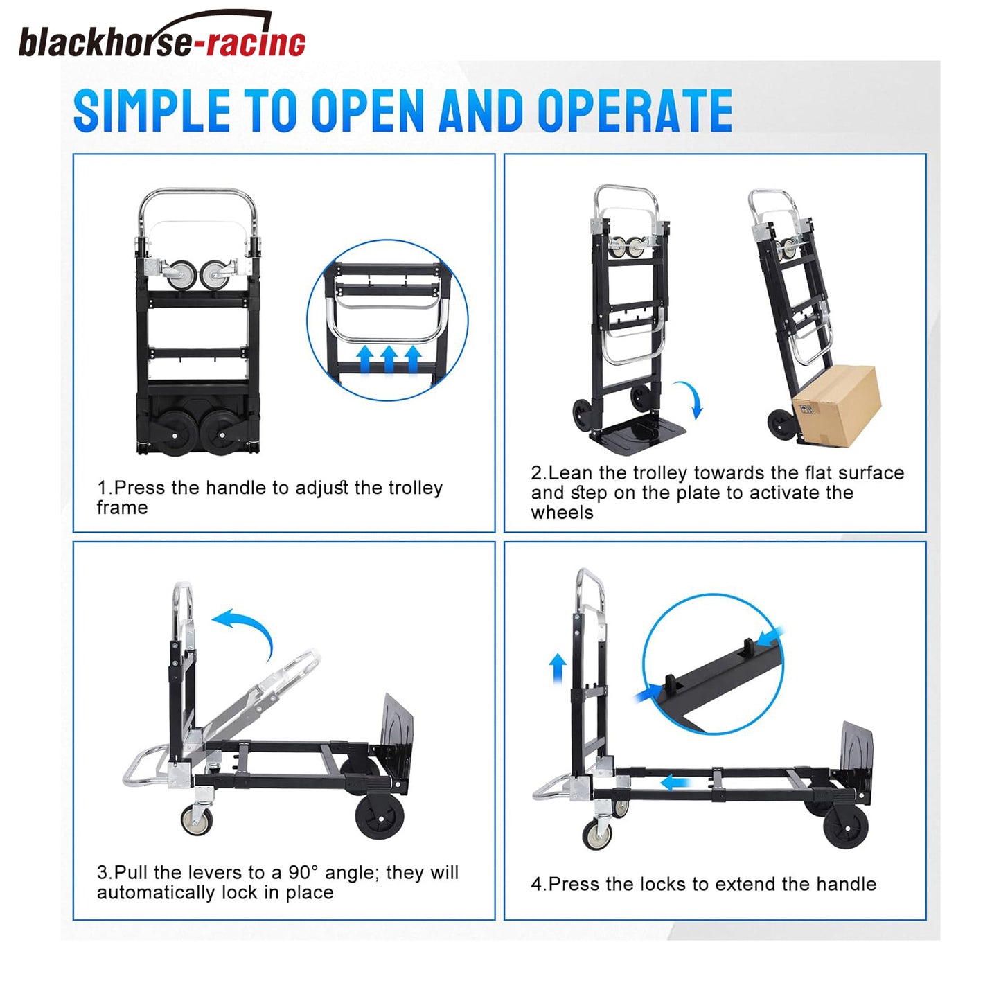 
                  
                    2 in 1 Convertible Hand Truck Dolly Cart, 660lbs Capacity Heavy Duty Folding Hand Cart with Wheels, Folding Bottom Platform for Transport and Moving Luggage Office Home Use
                  
                