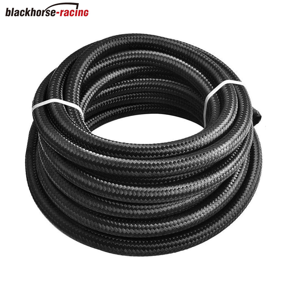 16 Feet AN8 Stainless Steel Braided Fuel Hose Oil Gas Air Water Line Inner CPE Black