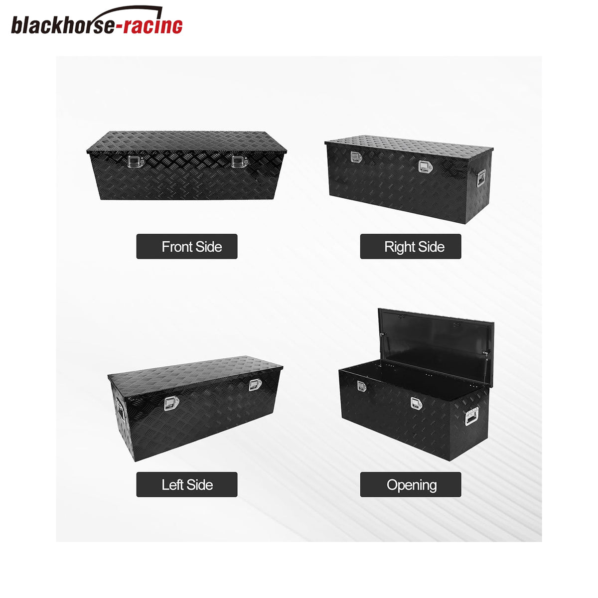 
                  
                    Heavy-duty aluminum striped lathe toolbox with side handle lock and key; 48 × 19.5 × 17.5 inches (approximately 122.9 × 49.5 cm) waterproof storage shelf
                  
                
