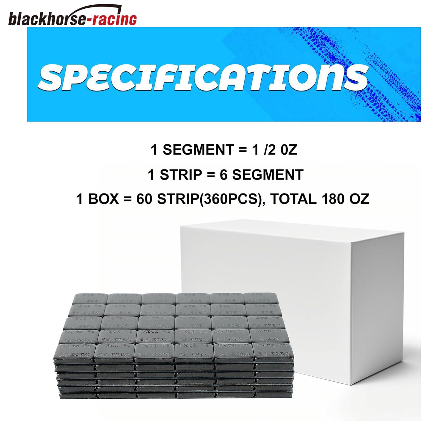 
                  
                    1/2 oz. Stick on Wheel Weights, 90oz./Box 180pcs, Black Tire Balancing Wheel Weights for Cars, Trucks, SUVs, Motorcycles, Low Profile
                  
                