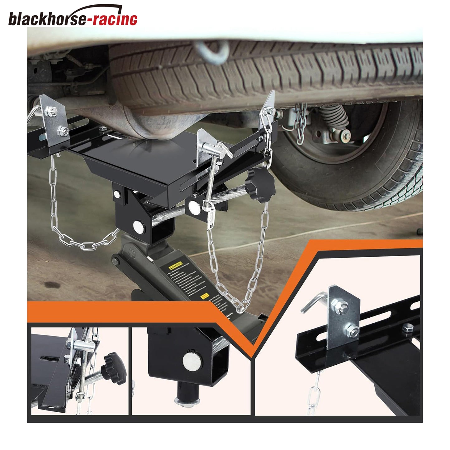 
                  
                    Transmission Jack Adapeter, 1100lbs Gearbox Removal Adaptor for Hydraulic Floor Jack Conversion with 1-5/32" Removable Saddle Shaft and Double Safety Chains
                  
                