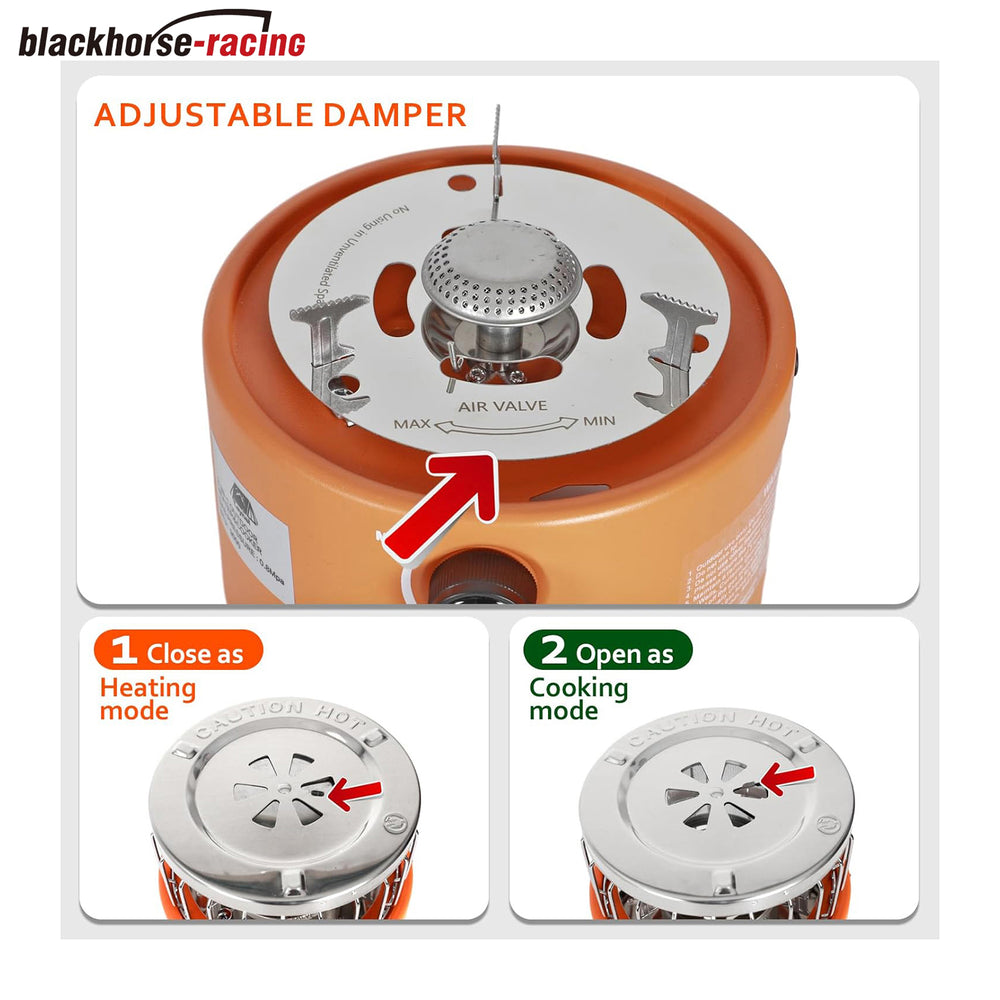 2 in 1 Portable Propane Heater and Stove, Outdoor Camping Liquefied Gas Stove, Ice Fishing Hiking Hunting Survival Emergency Tent Multifunctional Handheld Heater (Orange)