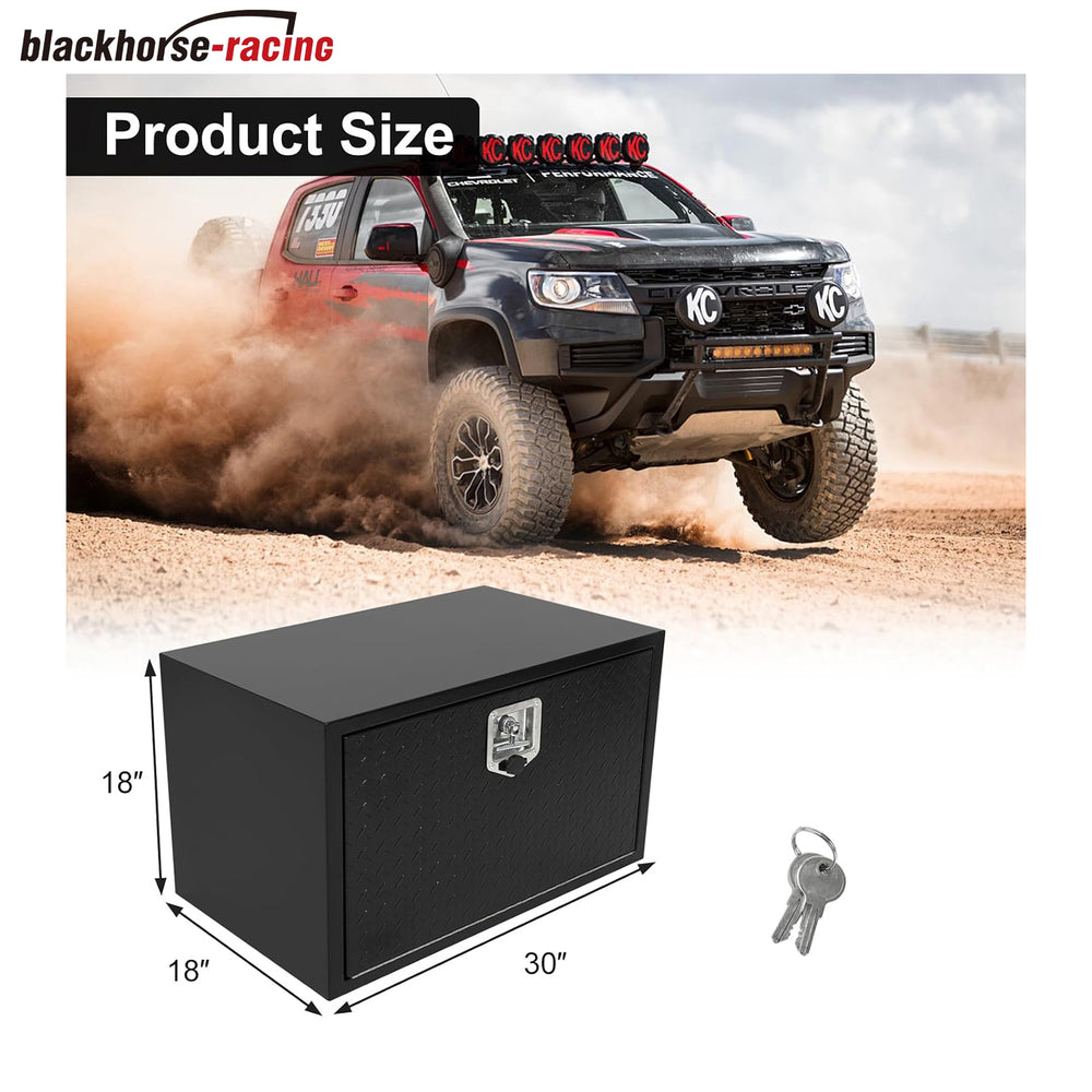 
                  
                    Black Steel Underbody Truck Tool Box with Aluminum Door, Heavy Duty Tool Box Organizer Chest with T-Handle Lock, 30 x 18 x 18 inch Waterproof Storage Box for Pickup, Truck Bed, RV, Trailer
                  
                