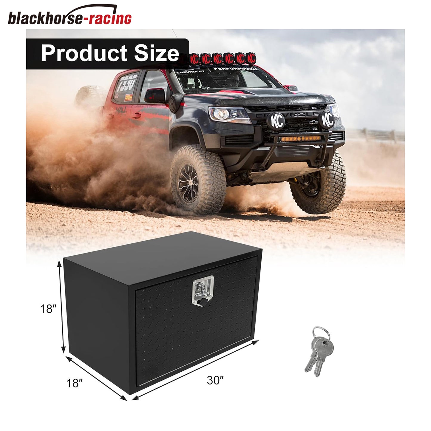 
                  
                    Black Steel Underbody Truck Tool Box with Aluminum Door, Heavy Duty Tool Box Organizer Chest with T-Handle Lock, 30 x 18 x 18 inch Waterproof Storage Box for Pickup, Truck Bed, RV, Trailer
                  
                