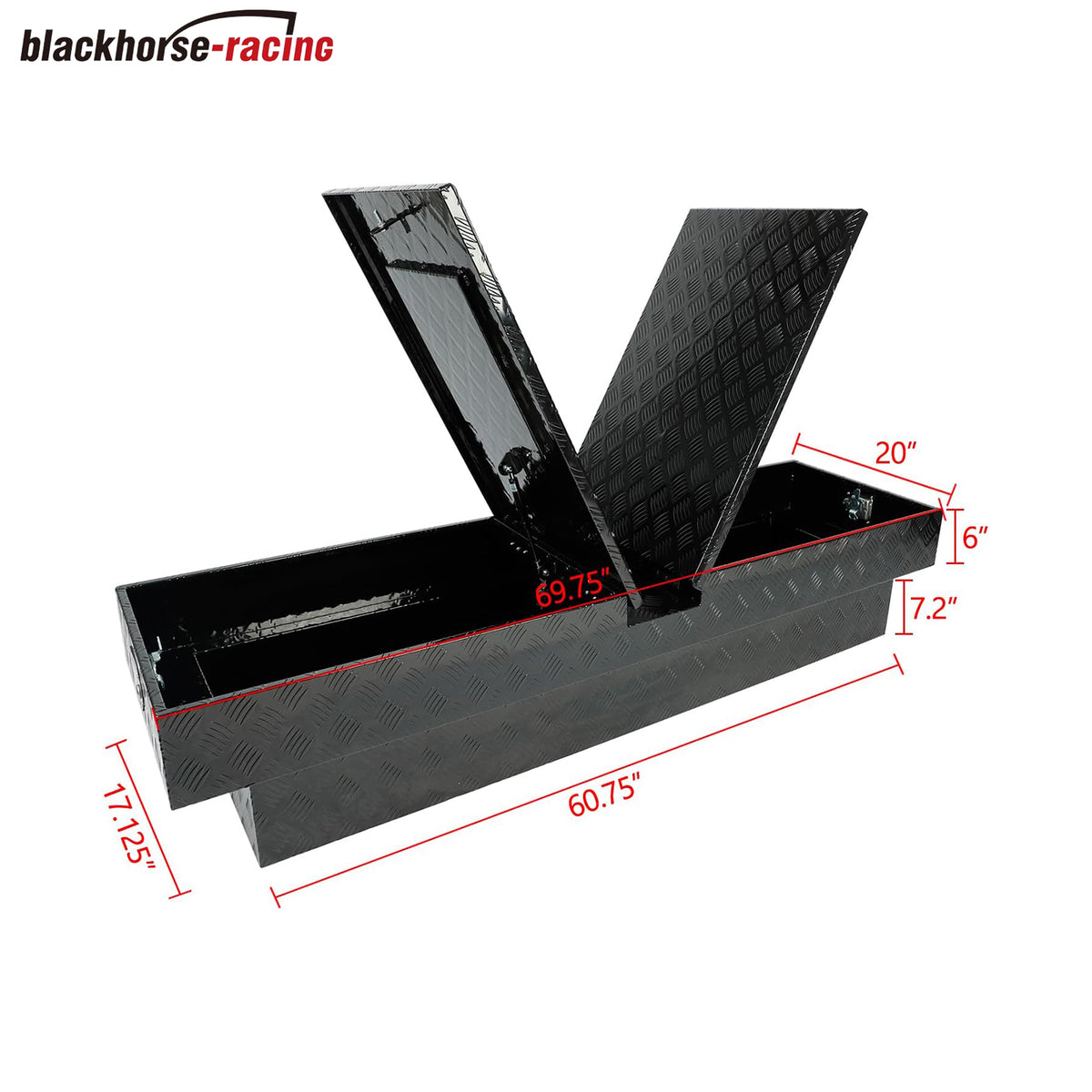 
                  
                    70 Inch Gull Wing Crossover Aluminum Truck Tool Box, Waterproof Side Pickup Truck Bed Storage Box with Lock and Key for RVs, ATVs, Trailer & Truck (Black, 70"x20"x13")
                  
                