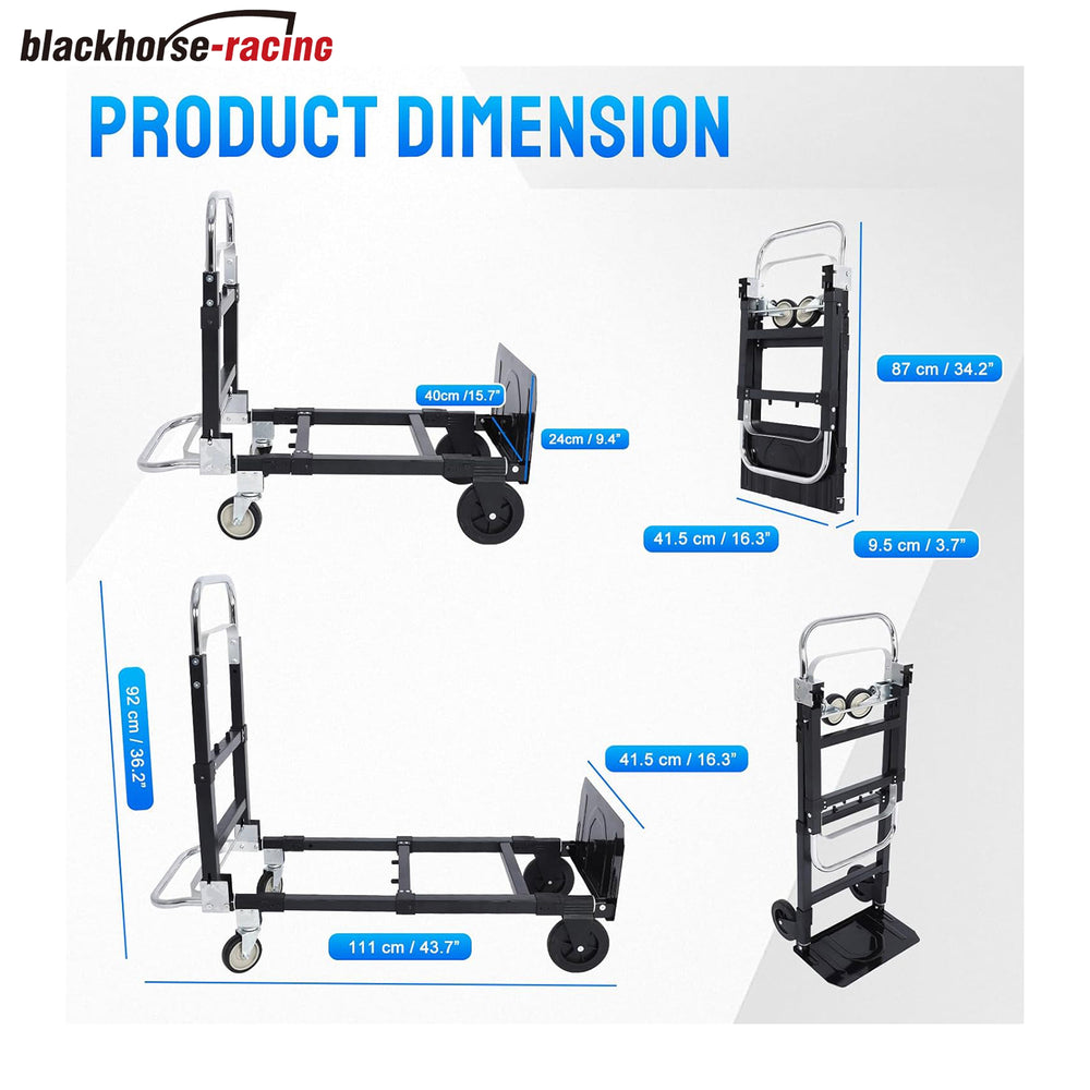 
                  
                    2 in 1 Convertible Hand Truck Dolly Cart, 660lbs Capacity Heavy Duty Folding Hand Cart with Wheels, Folding Bottom Platform for Transport and Moving Luggage Office Home Use
                  
                