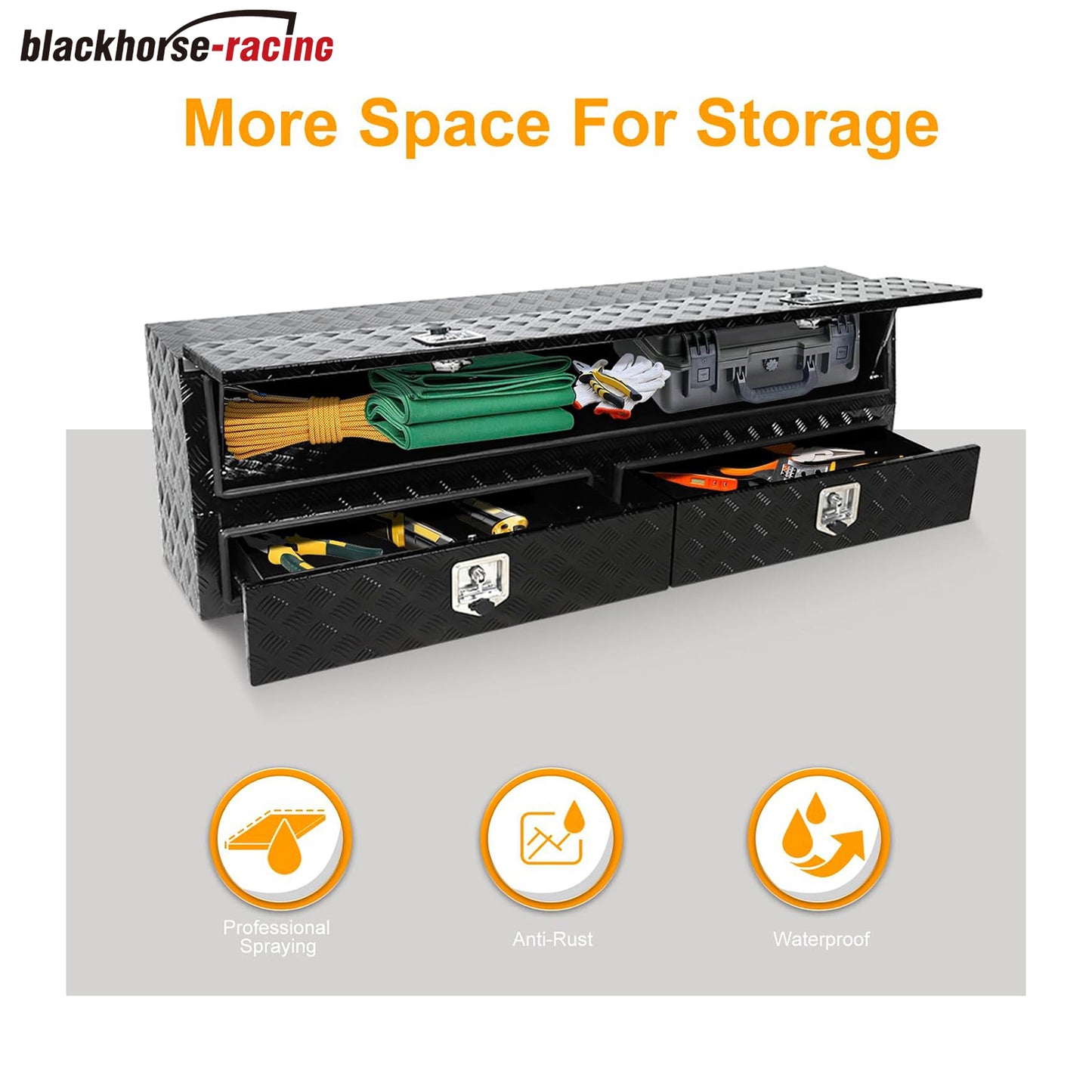 
                  
                    72" Truck Tool Box With Two Lower Drawers,Aluminum Diamond Plate ToolBox 72 x 21 x 13.5 Inch Chest Box with Lockable T-Handle Latch For Storage And Organization.
                  
                