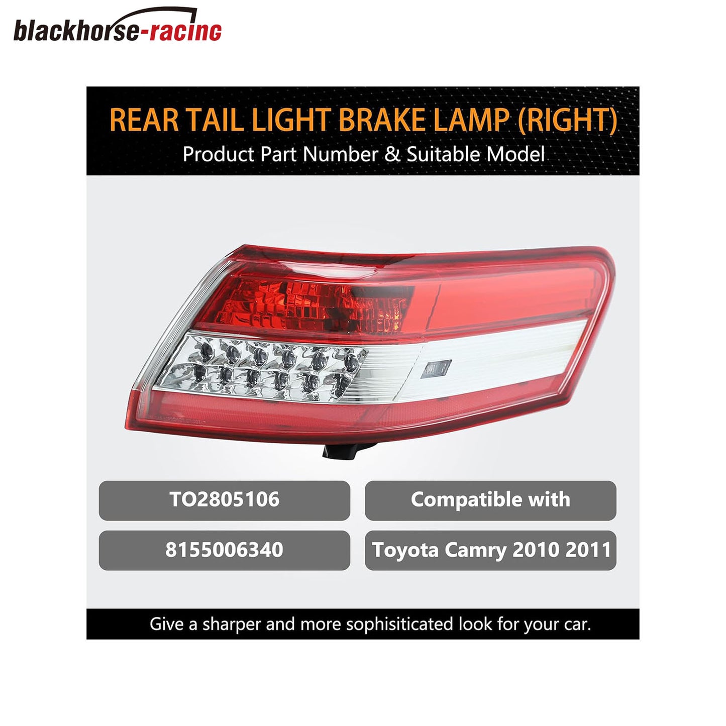 
                  
                    Rear Tail Light Brake Lamp Passenger Right Side Compatible with Toyota Camry 2010-2011 (Submodel: Base, LE, SE, XLE)
                  
                