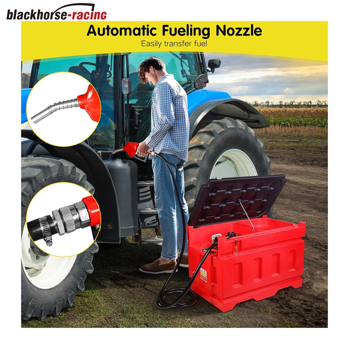 
                  
                    Portable 48 Gallon Fuel Tank with Pump for Gasoline & Diesel, 15GPM High Flow Rate 12V DC Self-Priming Fuel Transfer Pump, 13.1ft Hose, Auto Fueling Nozzle, for Easy Fuel Transportation
                  
                