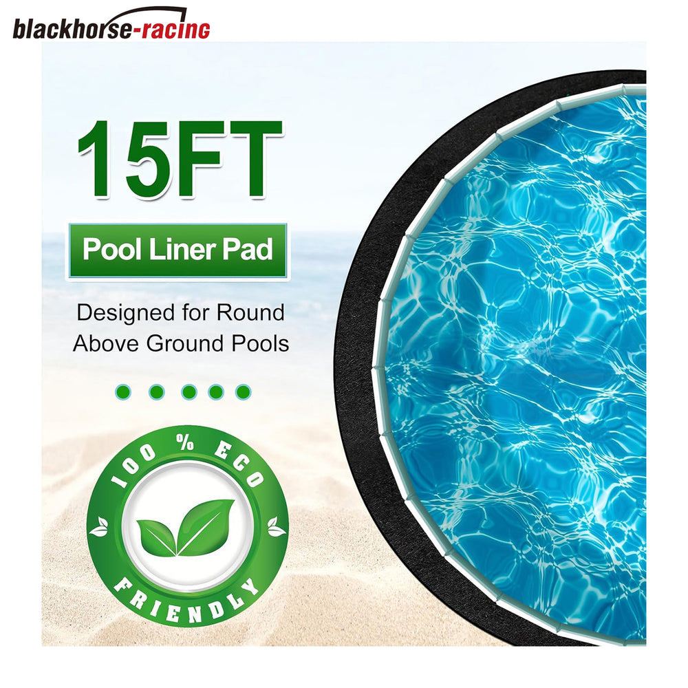 15 Foot Round Swimming Pool Liner Pad Pre-Cut Pool Pads for Above Ground Pool Prolong Life of The Liner Eco-Friendly Felt is Effective in preventing Piercing Black