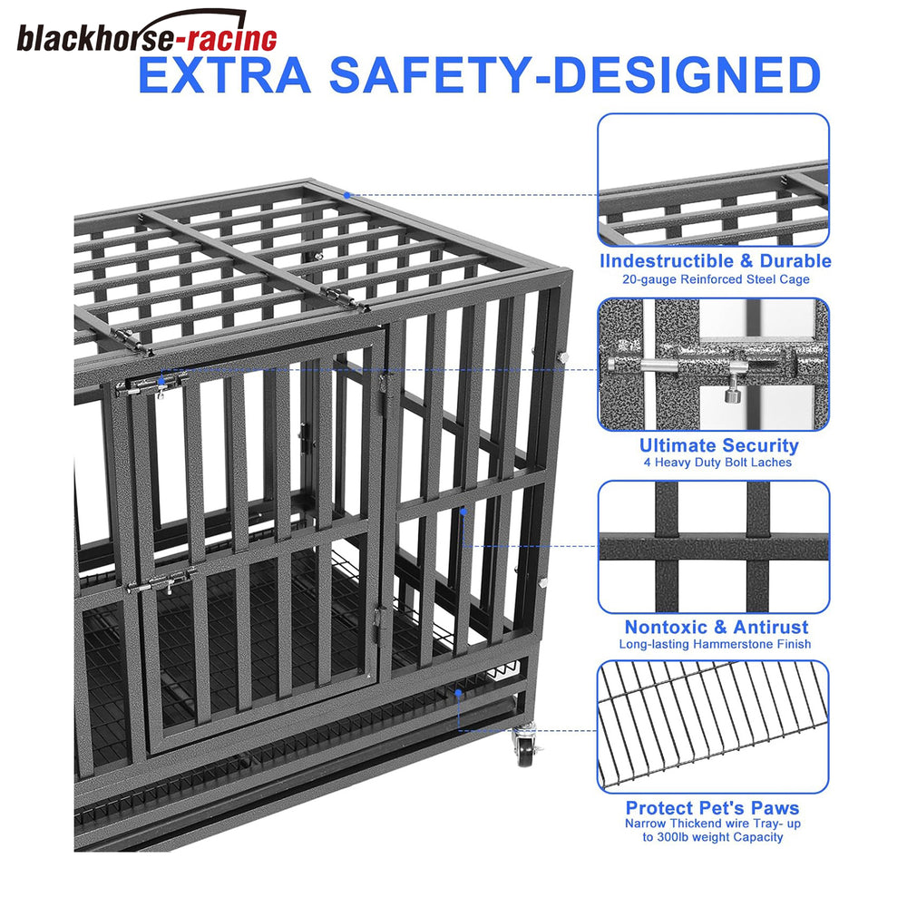 
                  
                    37" Heavy Duty Dog Crate Cage Kennel Metal Pet Crate Indoor Outdoor Pet Kennel for Small Dogs with Removable Tray, Double Door
                  
                