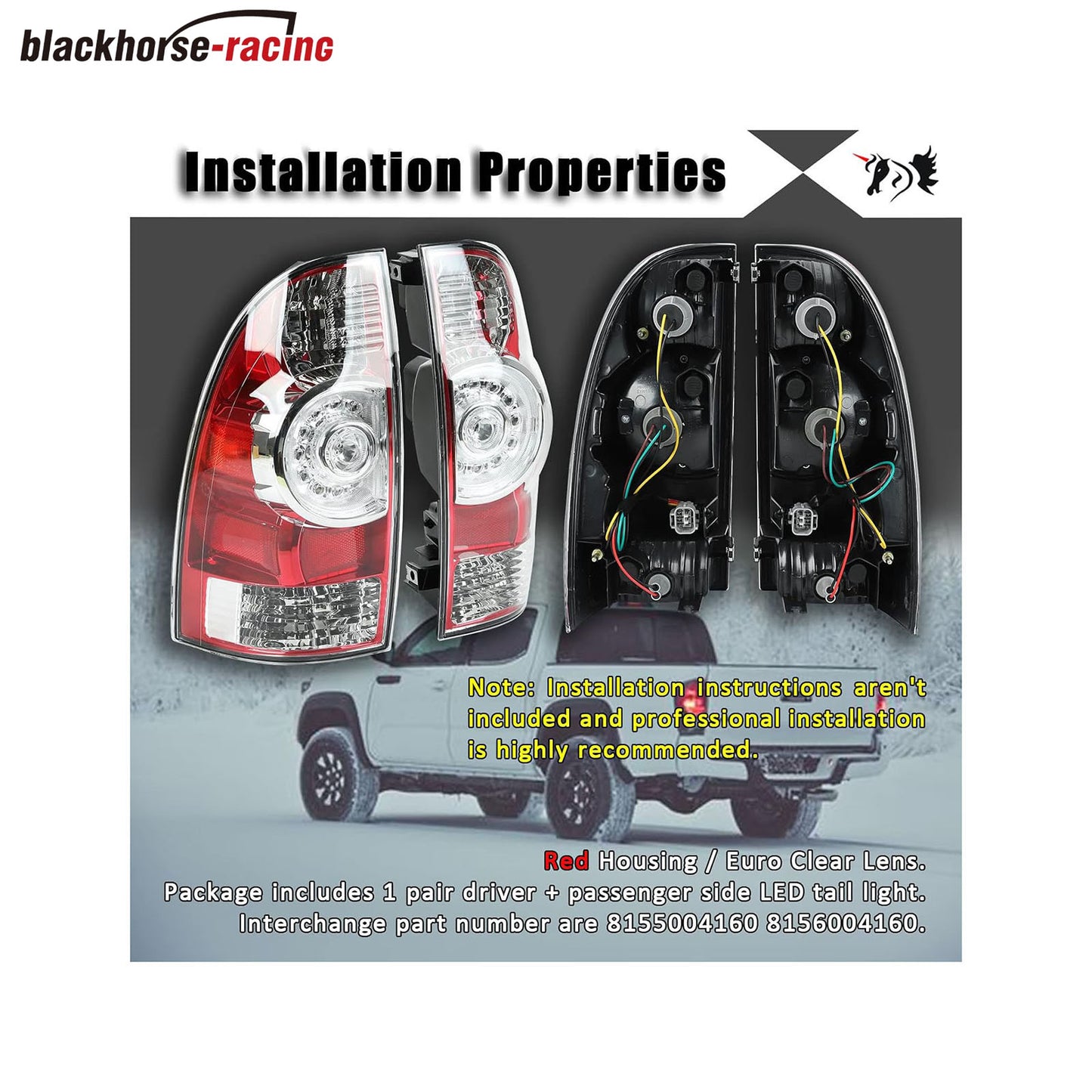
                  
                    LED Tail Lights Lamps Assembly, Left Driver Side and Right Passenger Compatible with Toyota Tacoma Pickup 2005-2015, Replaces 8155004160 8156004160, 1 Pair
                  
                