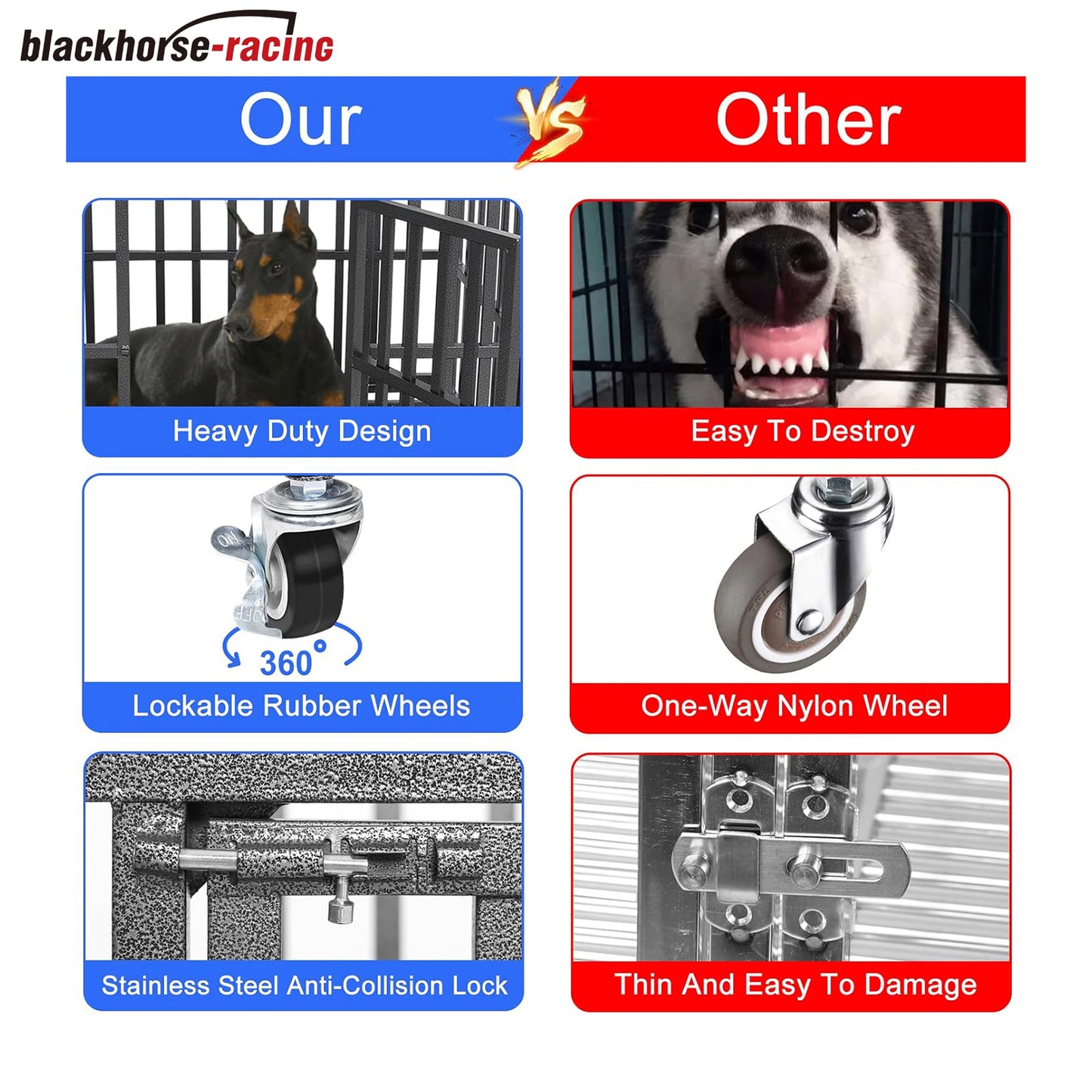 
                  
                    37" Heavy Duty Dog Crate Cage Kennel Metal Pet Crate Indoor Outdoor Pet Kennel for Small Dogs with Removable Tray, Double Door
                  
                