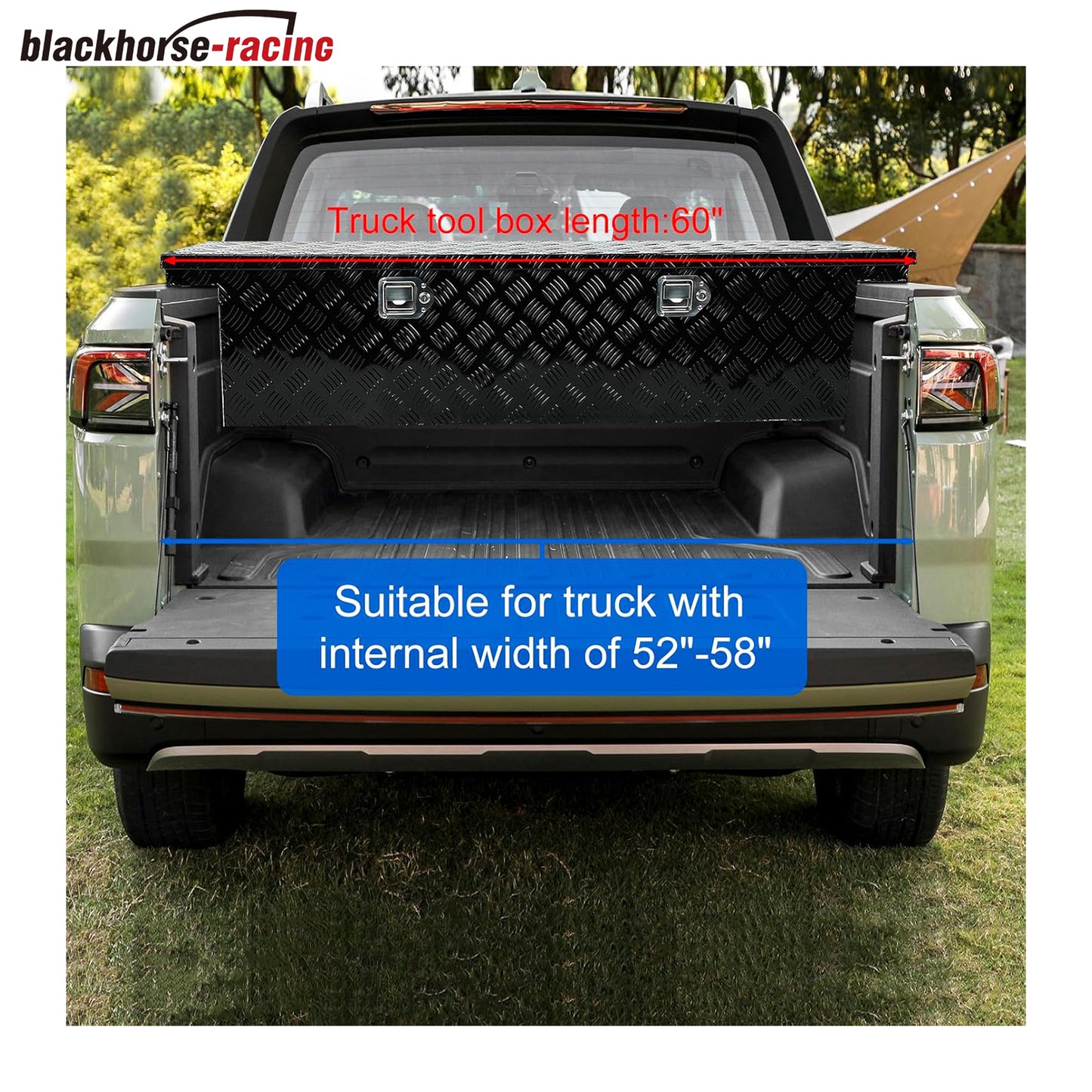 
                  
                    60 Inch Heavy Duty Aluminum Stripes Plated Tool Box Pick Up Truck Bed RV Toolbox Waterproof Storage Organizer with Lock and Key,60"x 12"x 14"-Black
                  
                