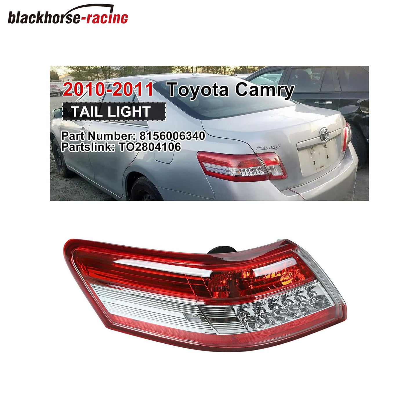 
                  
                    Rear Tail Light Brake Lamp Driver Left Side Compatible with 2010-2011 Toyota Camry 8156006340 TO2804106
                  
                
