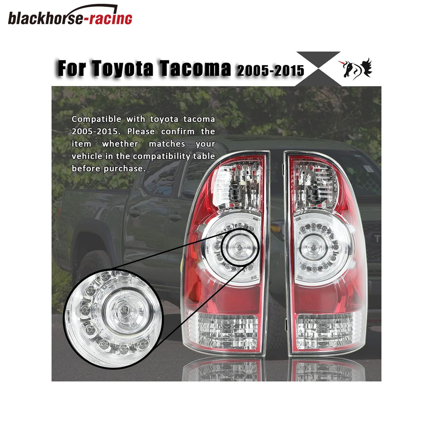 
                  
                    LED Tail Lights Lamps Assembly, Left Driver Side and Right Passenger Compatible with Toyota Tacoma Pickup 2005-2015, Replaces 8155004160 8156004160, 1 Pair
                  
                