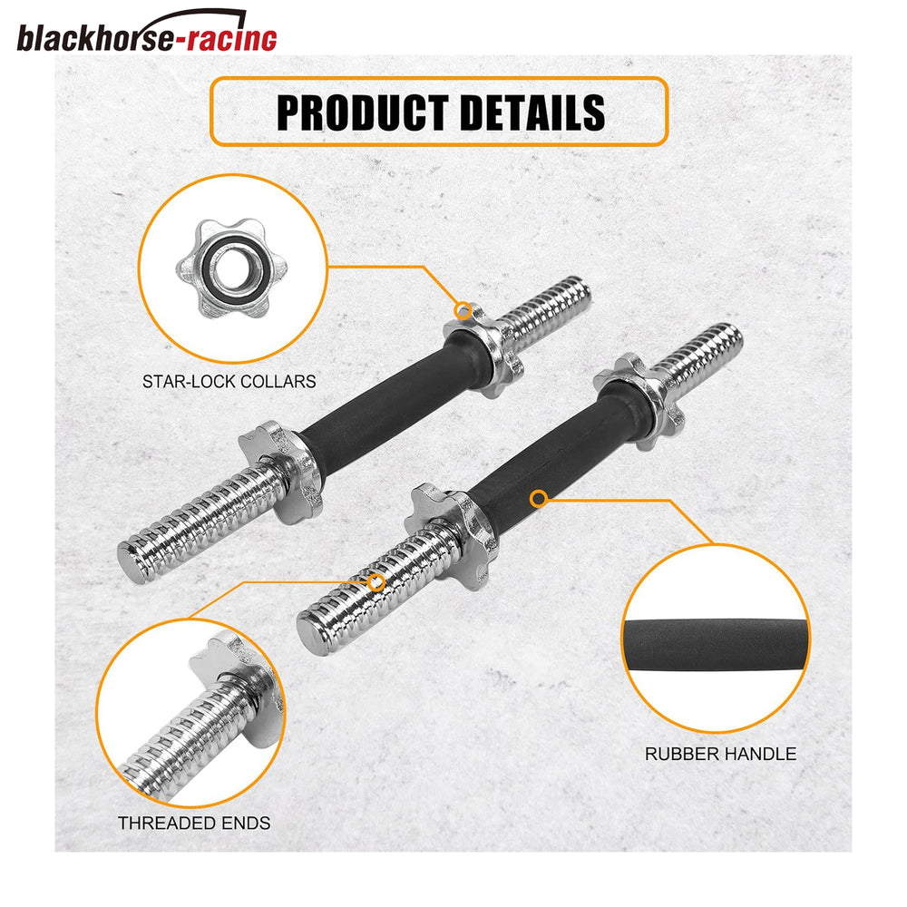 
                  
                    Threaded Dumbbell Rubber/Chrome Handles 1 Inch Pair, Adjustable Dumbbell Bar Handles, Fits Standard Weight Plates with 1” Diameter, for Gym Workouts, Exercise, Weightlifting, Sold in Pair
                  
                