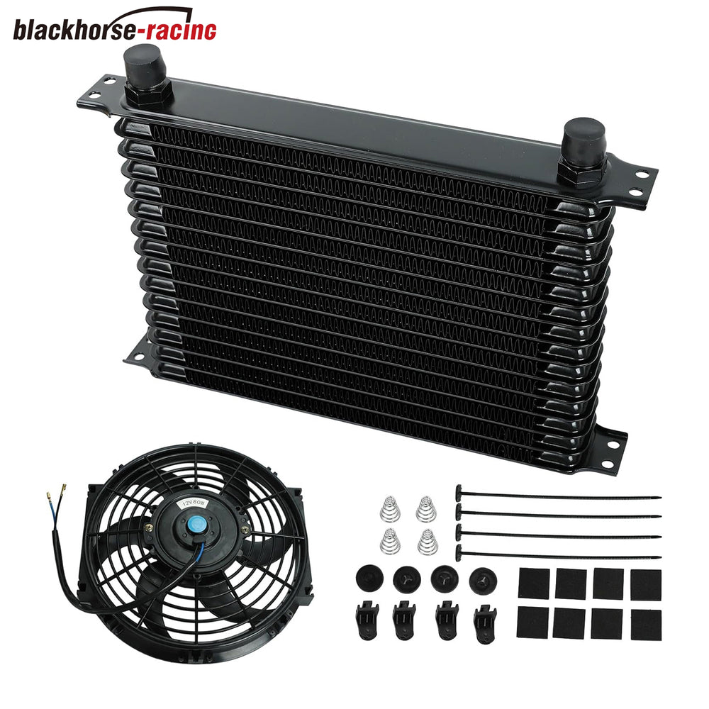 
                  
                    Universal 15 Row Radiator Remote Transmission Oil Cooler Aluminum with 10" Black Cooling Fan w/Kit Electric Radiator Cooling 12V 80W Mount Kit
                  
                